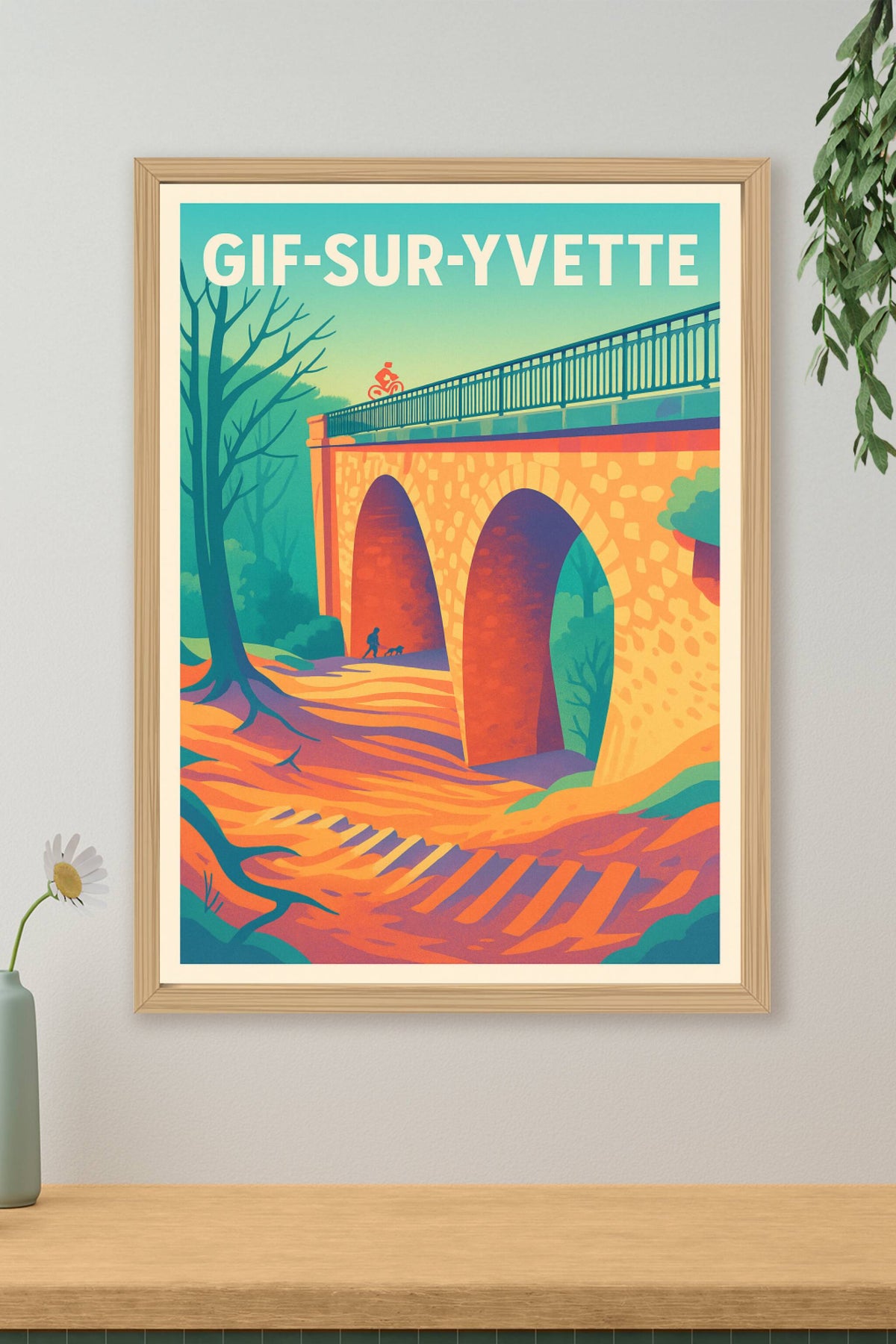 Affiche Gif-sur-Yvette — Évasion au pont pittoresque · poster d'art de Gif-sur-Yvette