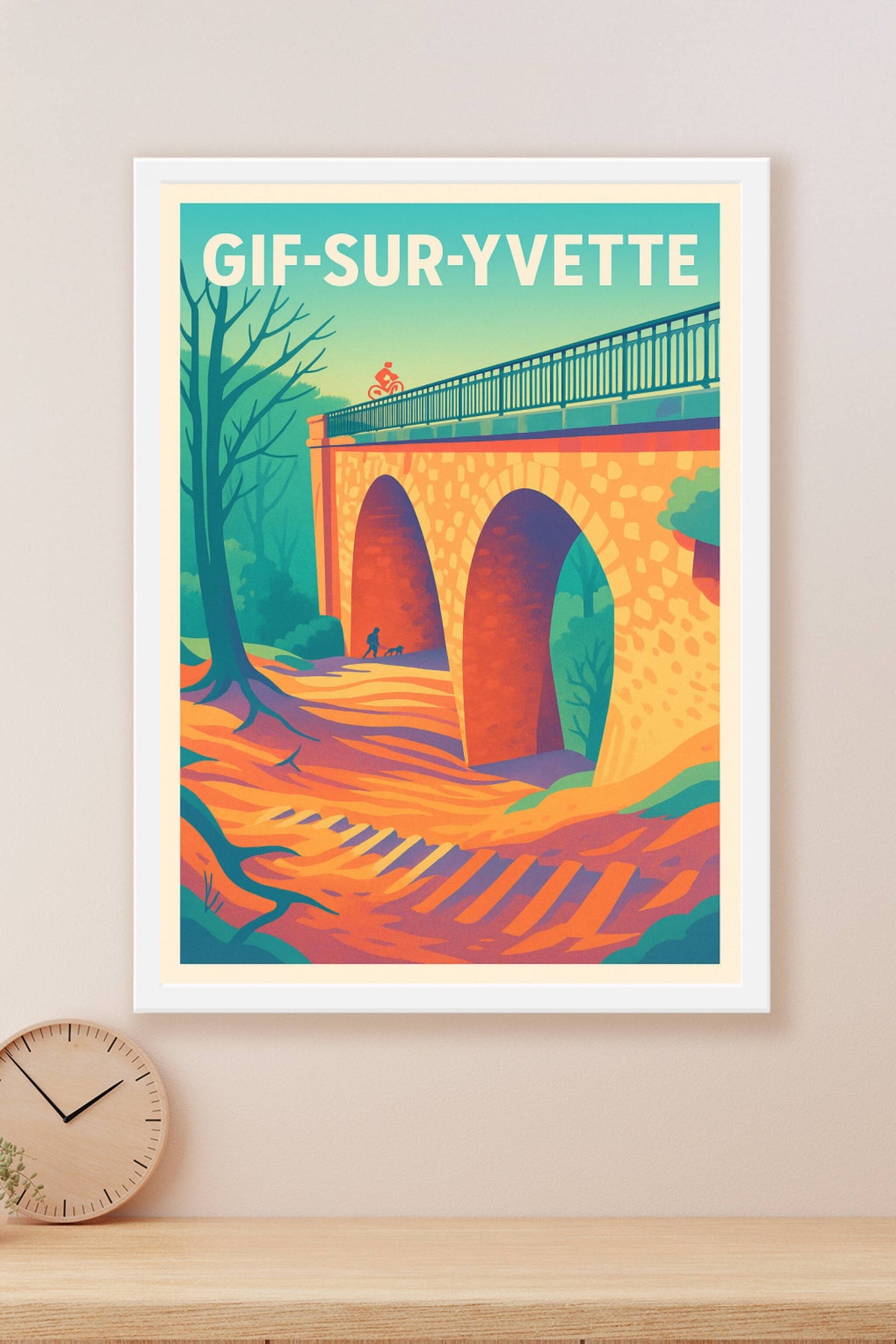 Affiche Gif-sur-Yvette — Évasion au pont pittoresque · poster d'art de Gif-sur-Yvette