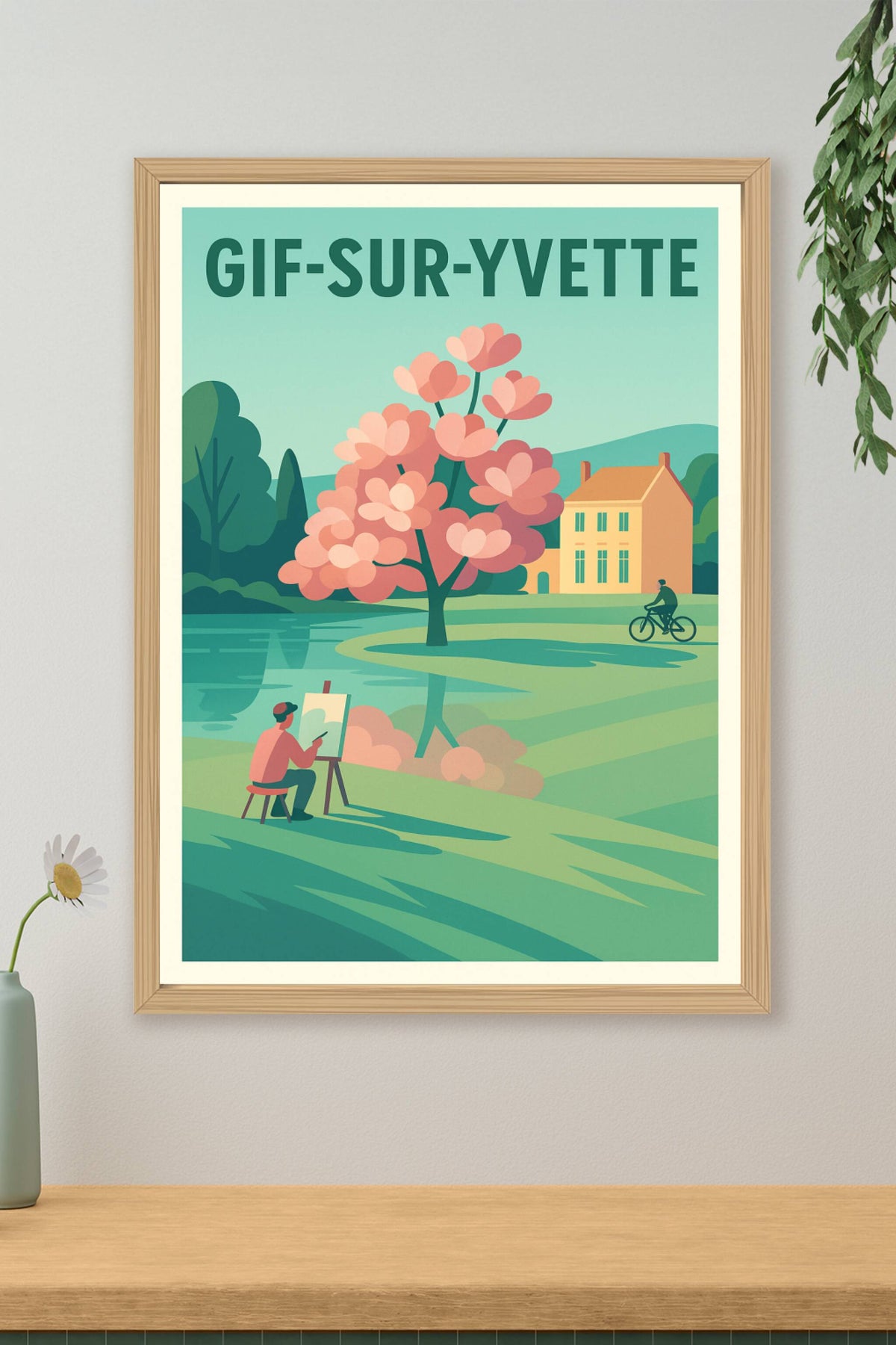 Affiche Gif-sur-Yvette — Sérénité et nature au bord de l'eau · poster d'art de Gif-sur-Yvette