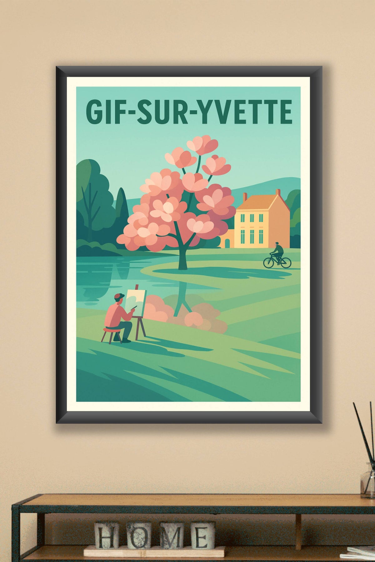 Affiche Gif-sur-Yvette — Sérénité et nature au bord de l'eau · poster d'art de Gif-sur-Yvette