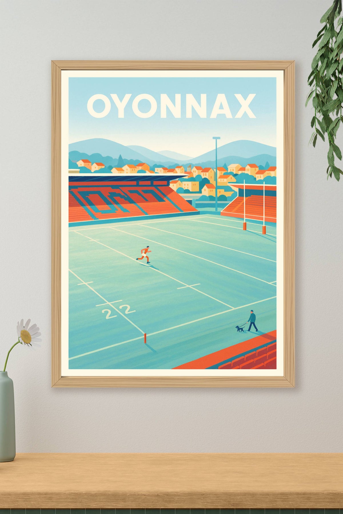 Affiche Oyonnax — Ambiance sportive et villageoise · poster d'art de Oyonnax