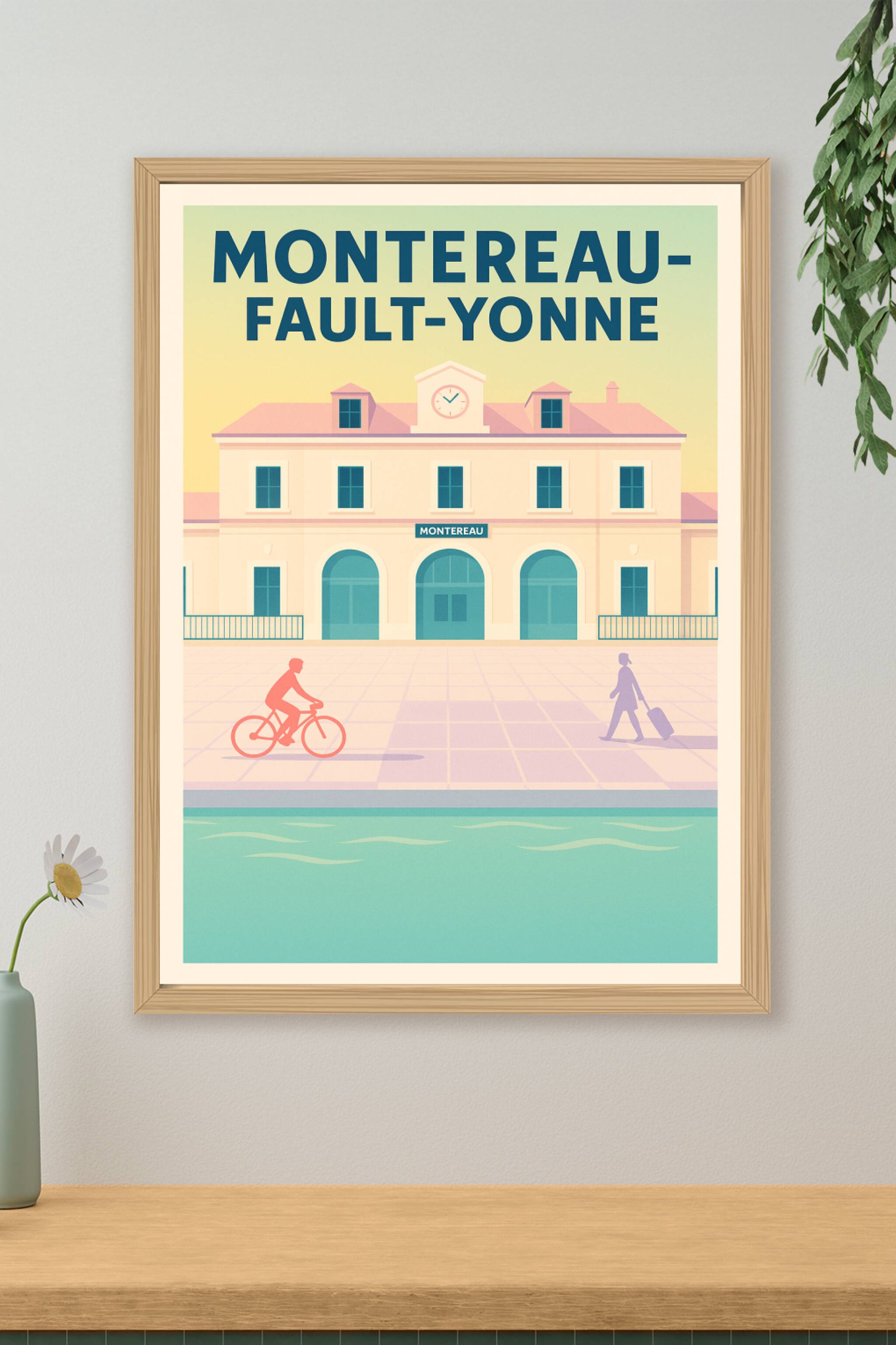 Affiche Montereau-Fault-Yonne — Ambiance tranquille au bord de l'eau · poster d'art de Montereau-Fault-Yonne