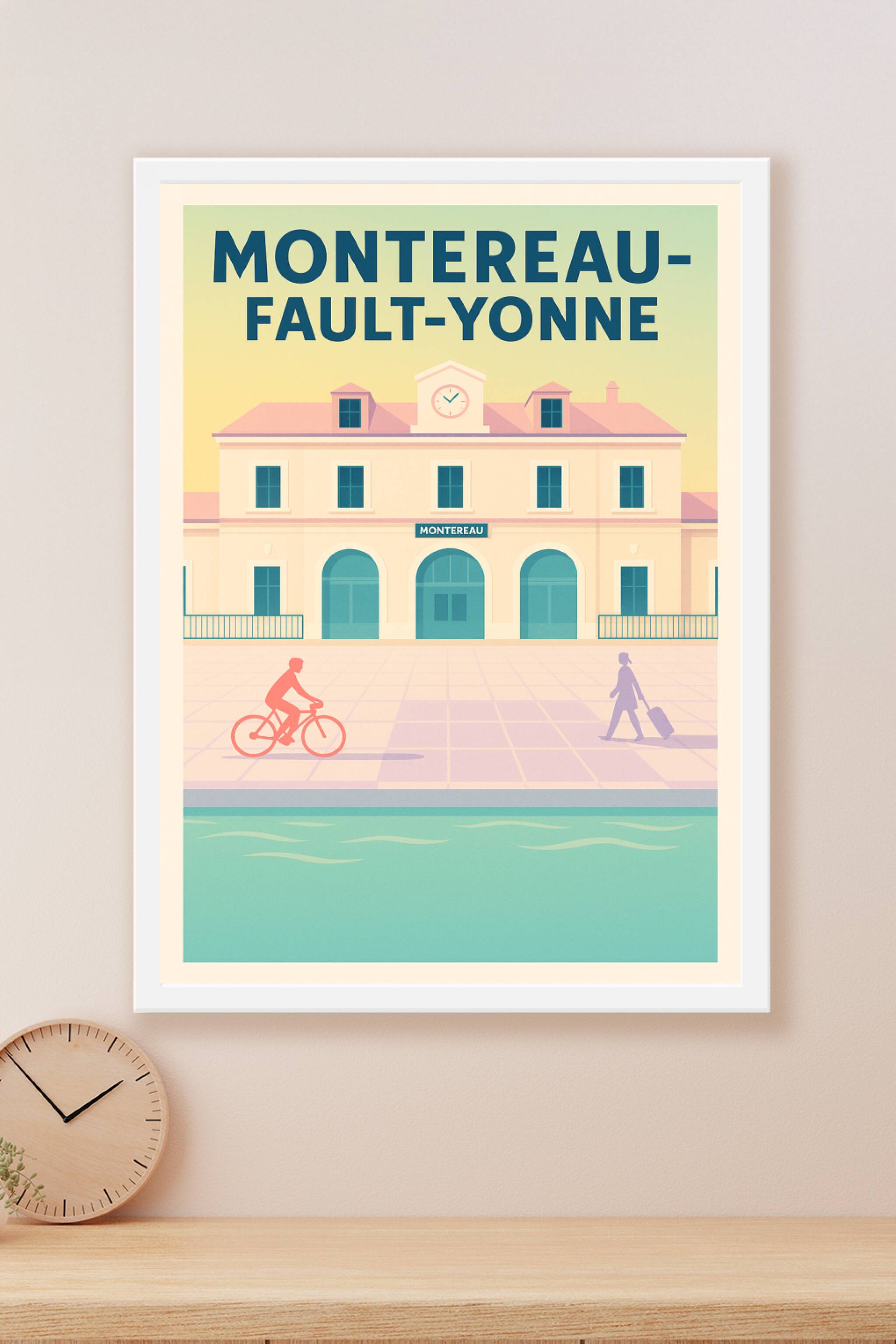 Affiche Montereau-Fault-Yonne — Ambiance tranquille au bord de l'eau · poster d'art de Montereau-Fault-Yonne