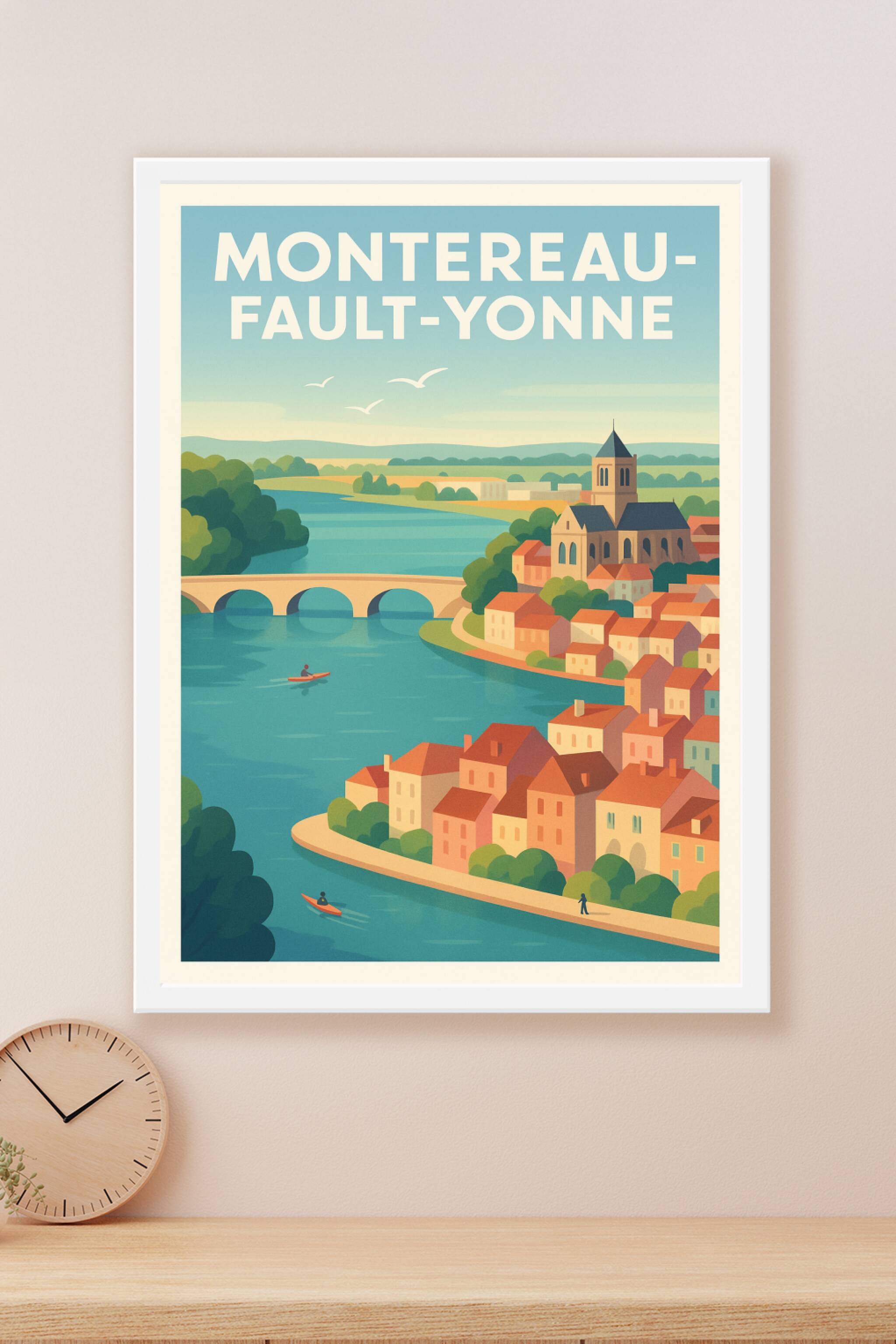 Affiche Montereau-Fault-Yonne — Charme paisible au bord de l'eau · poster d'art de Montereau-Fault-Yonne