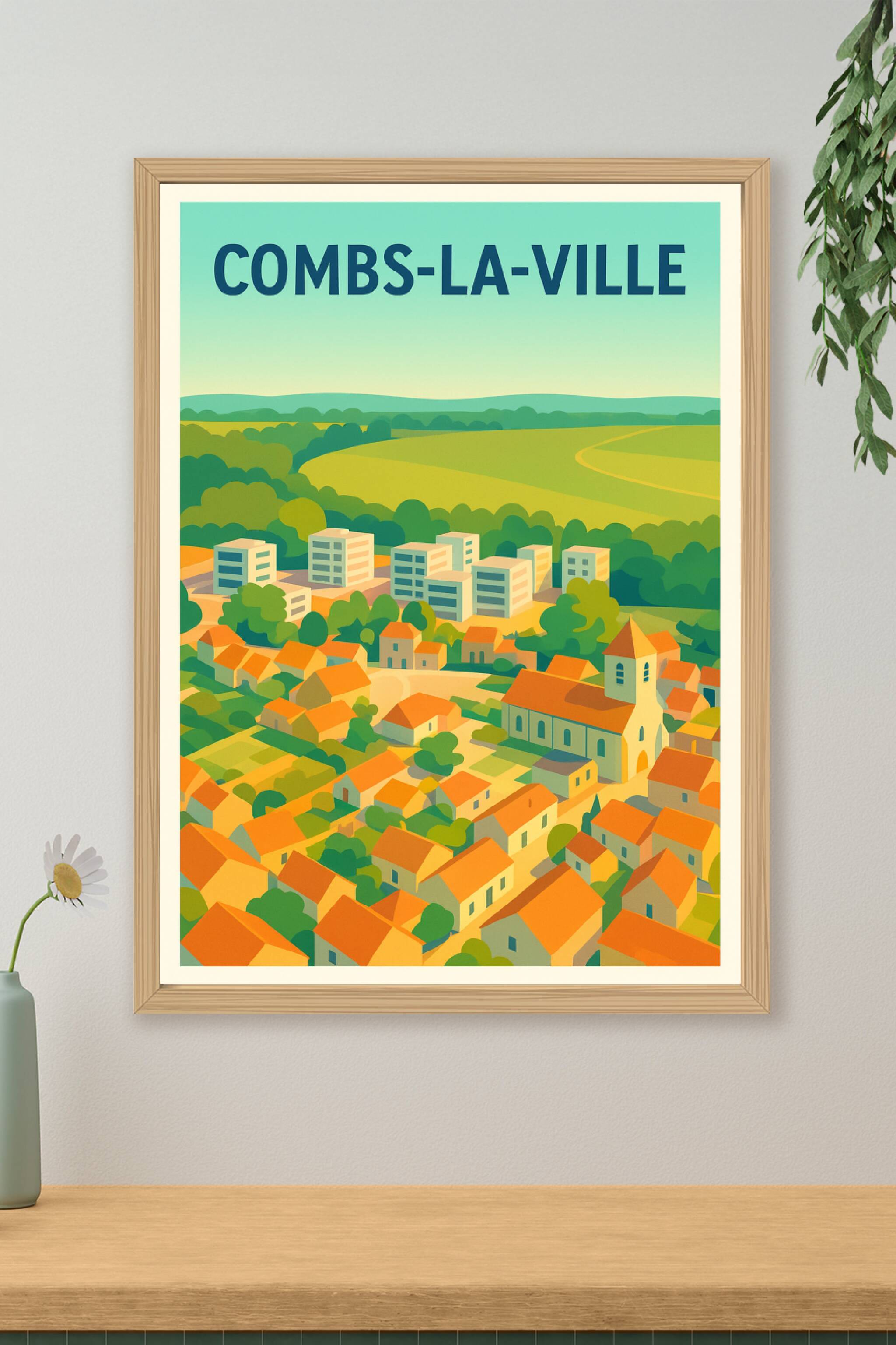 Affiche Combs-la-Ville — Charme et douceur de la campagne proche de Paris · poster d'art de Combs-la-Ville