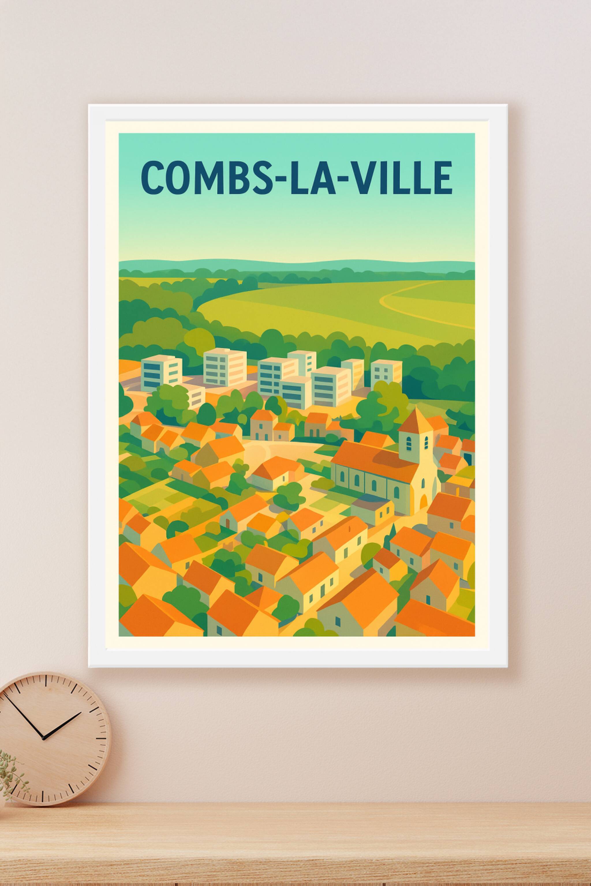 Affiche Combs-la-Ville — Charme et douceur de la campagne proche de Paris · poster d'art de Combs-la-Ville