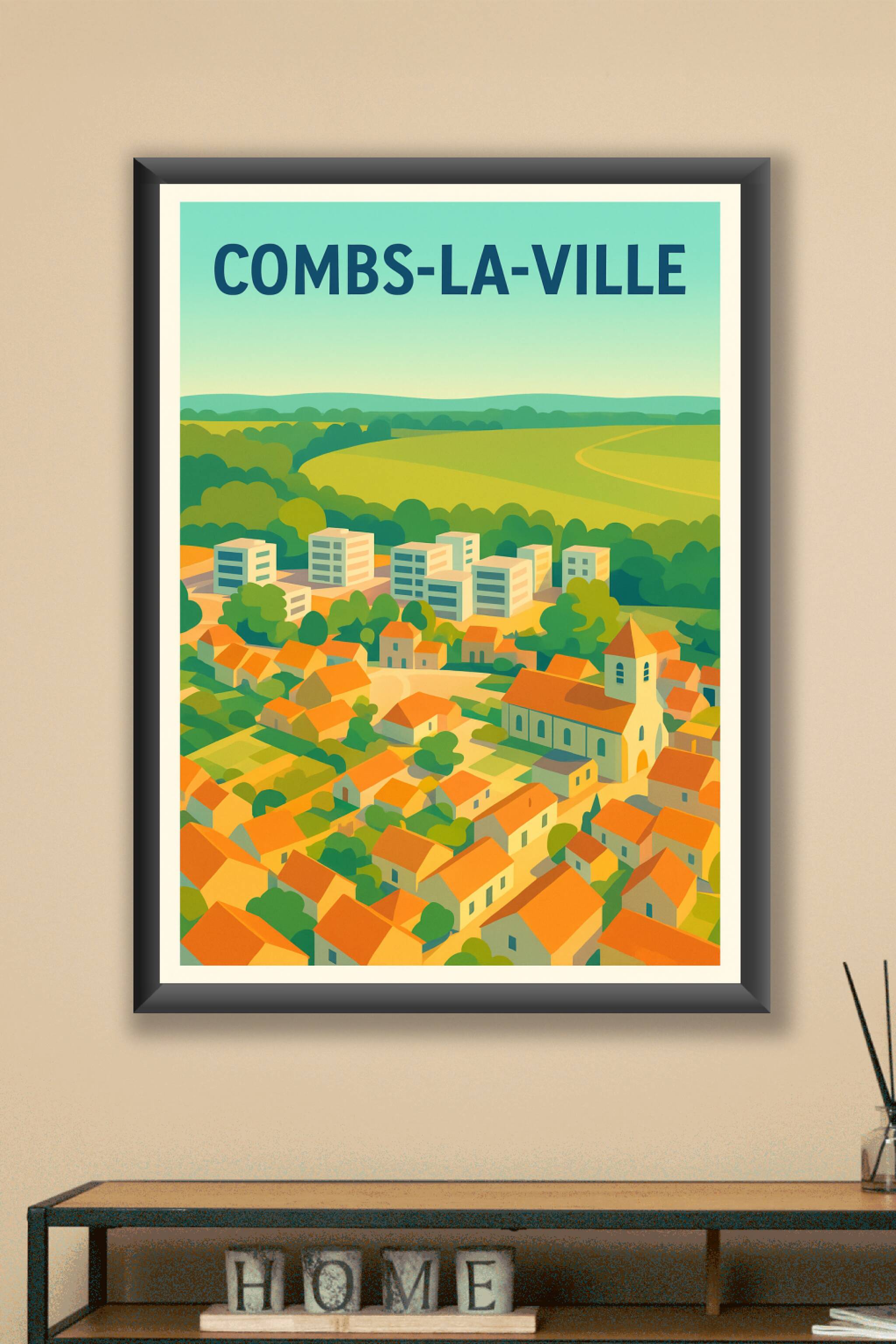 Affiche Combs-la-Ville — Charme et douceur de la campagne proche de Paris · poster d'art de Combs-la-Ville