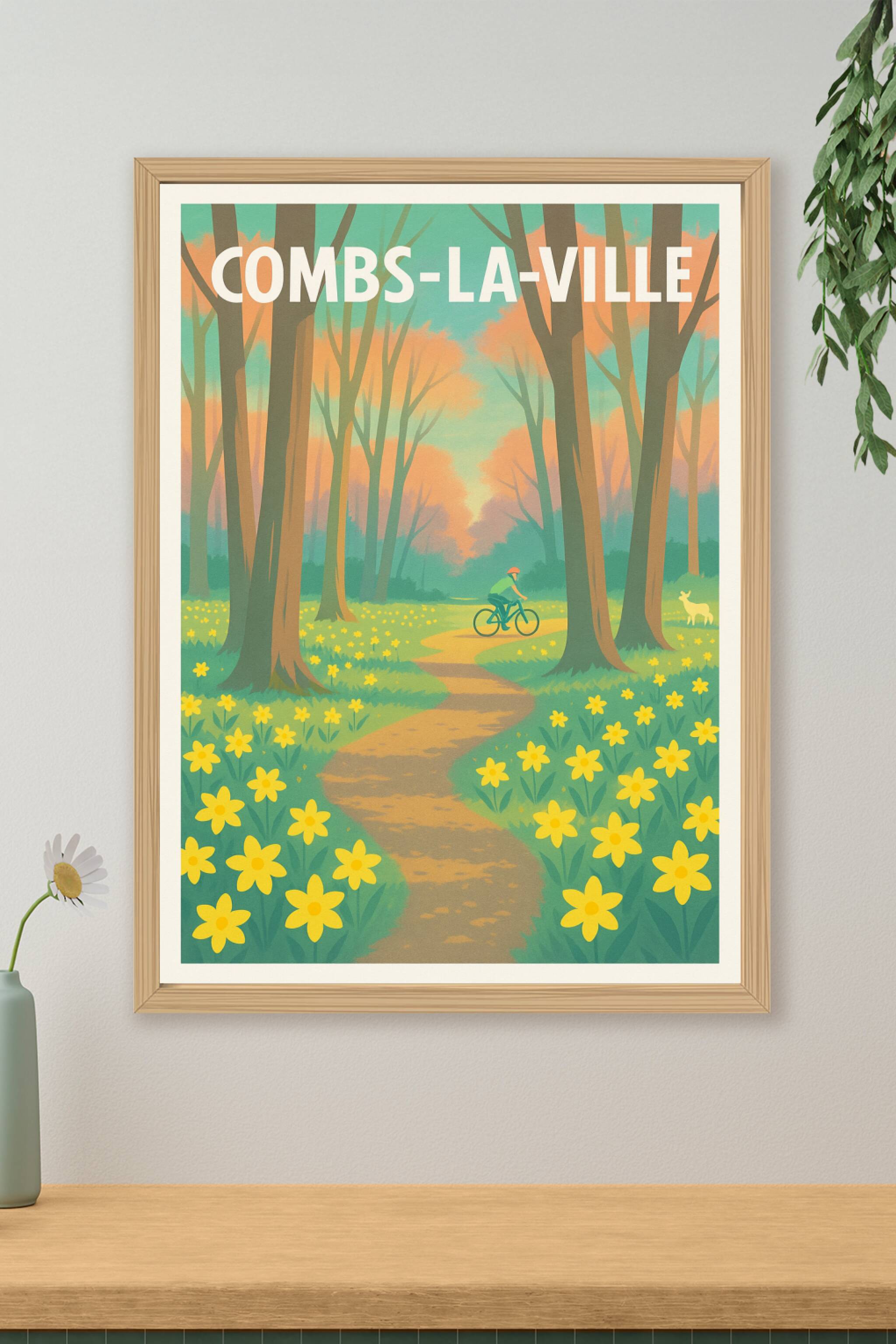 Affiche Combs-la-Ville — Promenade fleurie en forêt · poster d'art de Combs-la-Ville