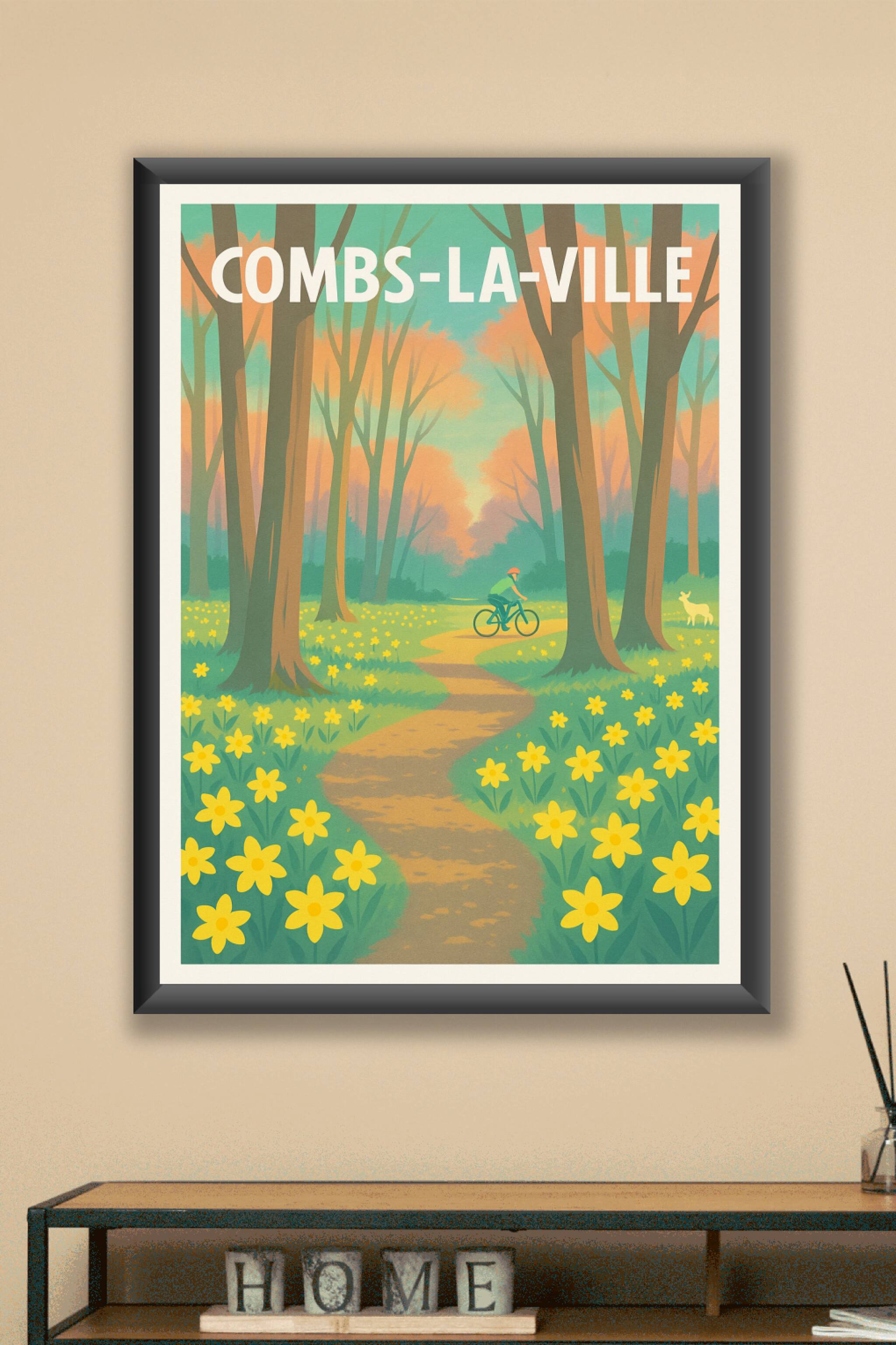Affiche Combs-la-Ville — Promenade fleurie en forêt · poster d'art de Combs-la-Ville