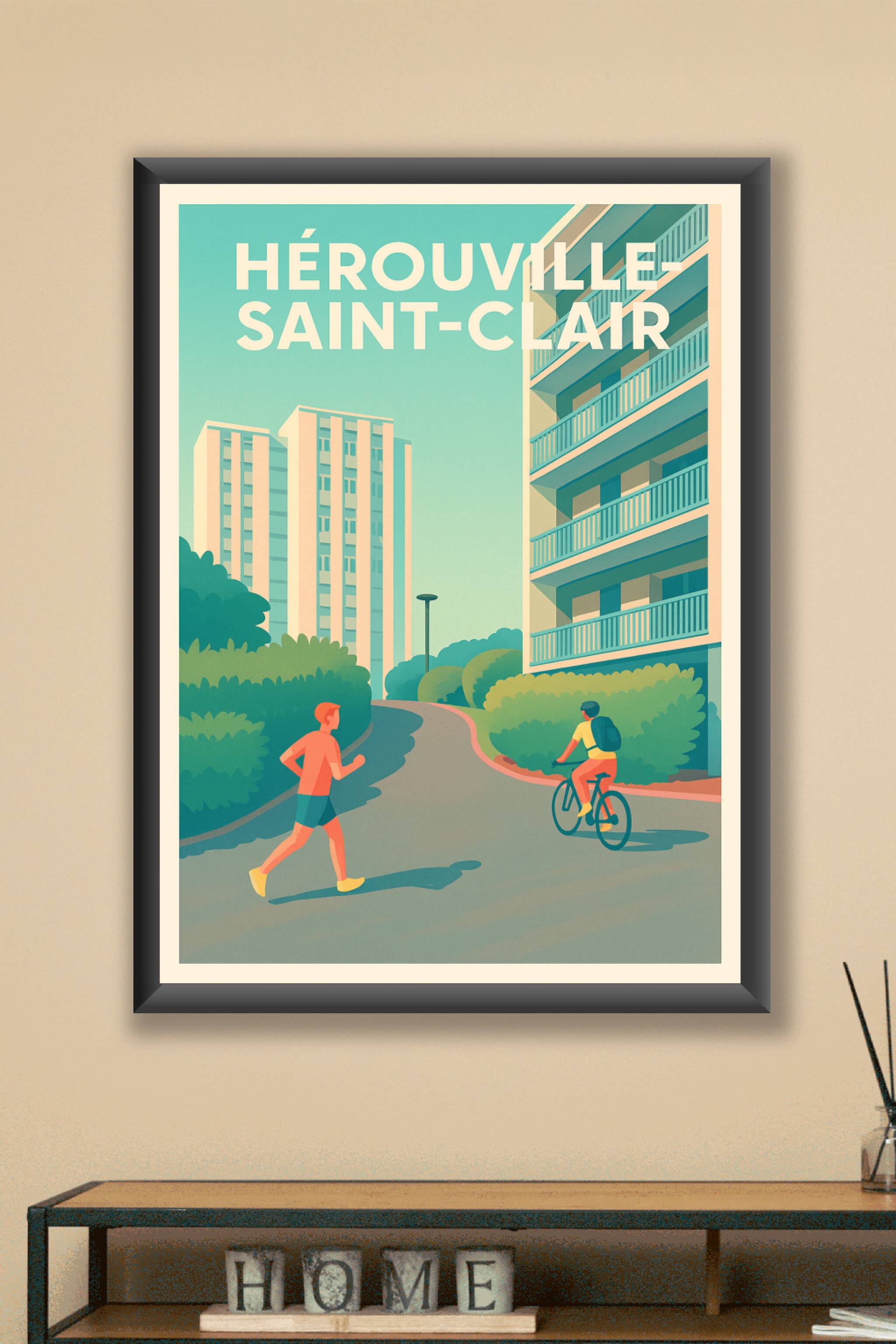 Affiche Hérouville-Saint-Clair — Vie urbaine et détente en plein air · poster d'art de Hérouville-Saint-Clair
