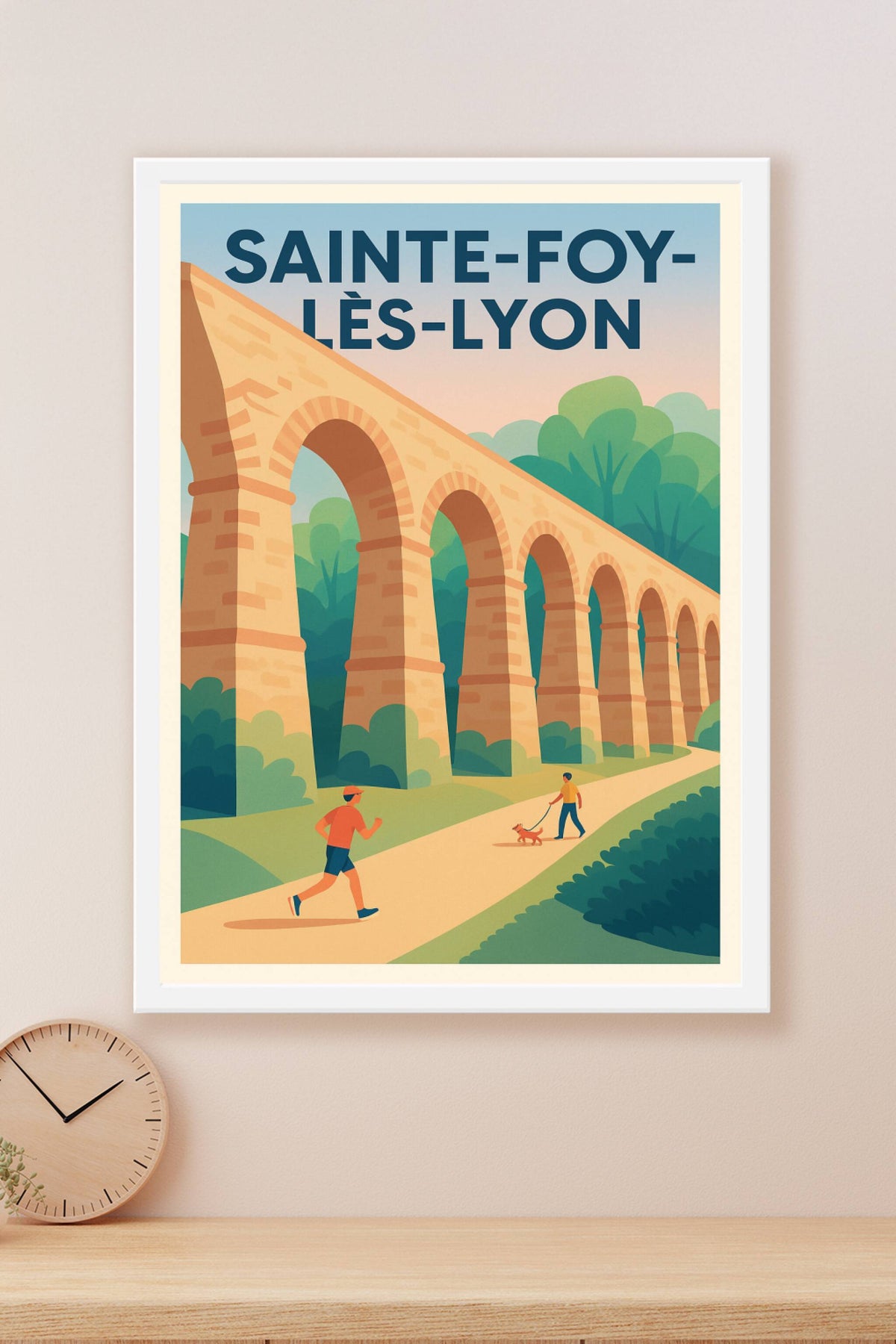Affiche Sainte-Foy-lès-Lyon — L'élégance du Pont Roman en pleine nature · poster d'art de Sainte-Foy-lès-Lyon