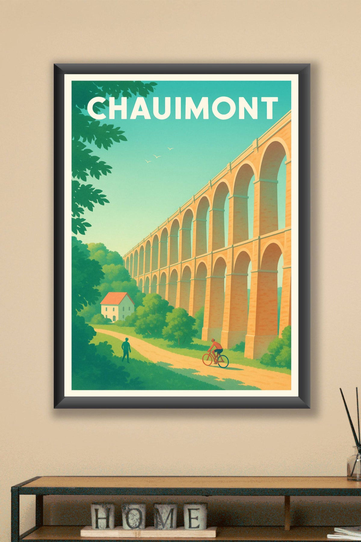 Affiche Chaumont — Une balade sous l'aqueduc majestueux · poster d'art de Chaumont