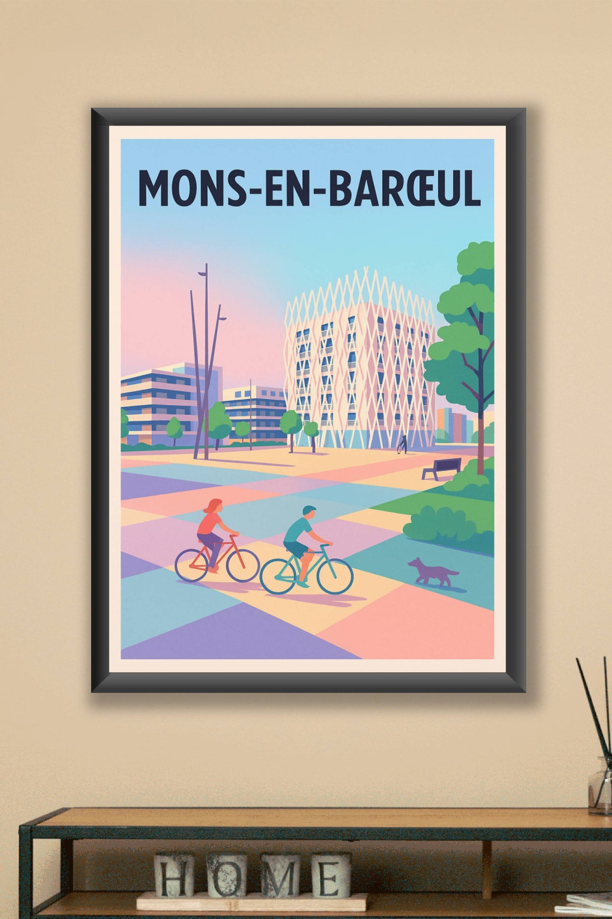 Affiche Mons-en-Barœul — Une escapade urbaine colorée · poster d'art de Mons-en-Barœul