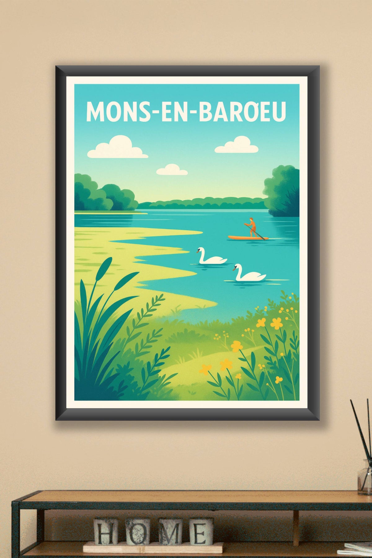 Affiche Mons-en-Barœul — Évasion nature au fil de l'eau · poster d'art de Mons-en-Barœul