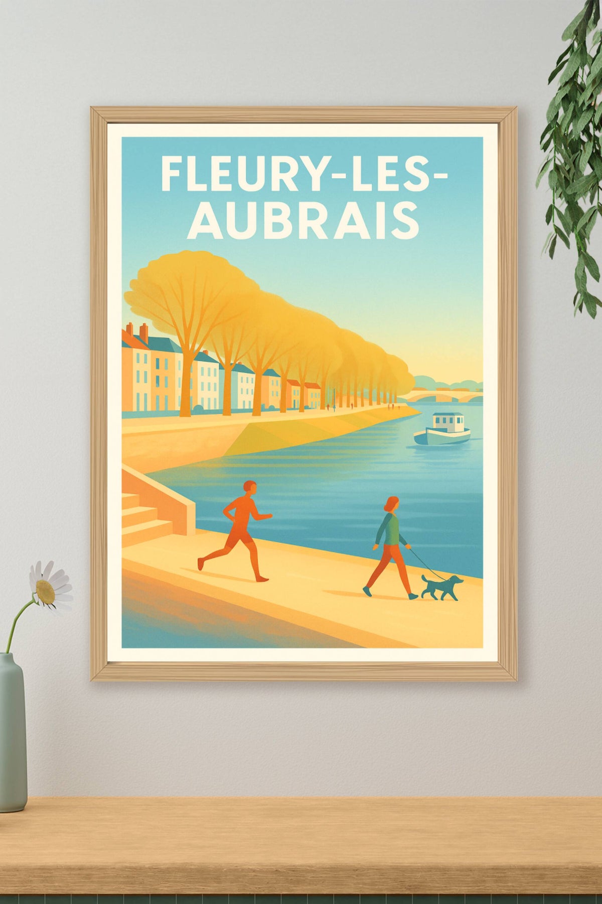 Affiche Fleury-les-Aubrais — Promenade et douceur au fil de l'eau · poster d'art de Fleury-les-Aubrais