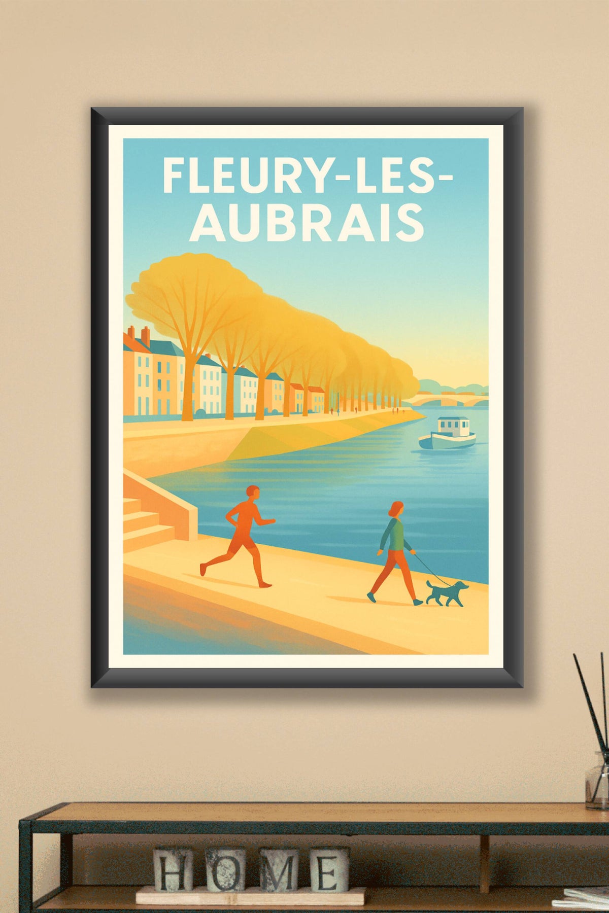 Affiche Fleury-les-Aubrais — Promenade et douceur au fil de l'eau · poster d'art de Fleury-les-Aubrais