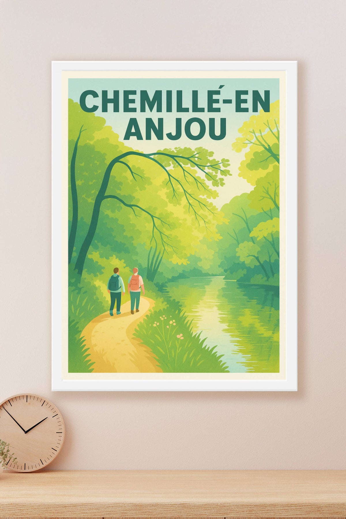 Affiche Chemillé-en-Anjou — Promenade bucolique au fil de l'eau · poster d'art de Chemillé-en-Anjou