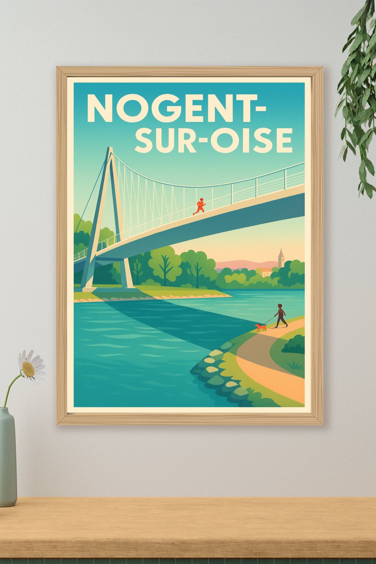 Affiche Nogent-sur-Oise — Le charme du pont suspendu · poster d'art de Nogent-sur-Oise