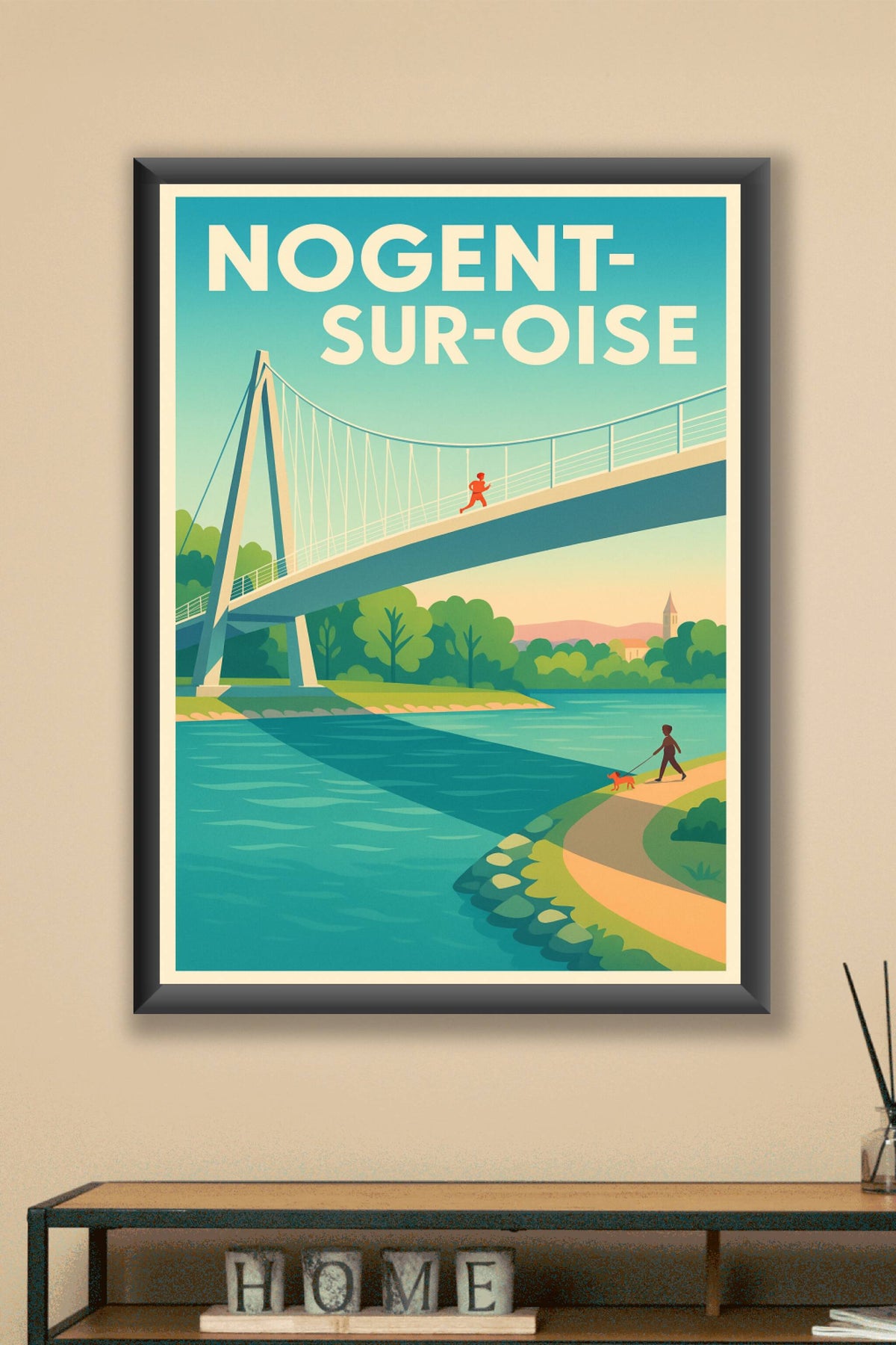 Affiche Nogent-sur-Oise — Le charme du pont suspendu · poster d'art de Nogent-sur-Oise