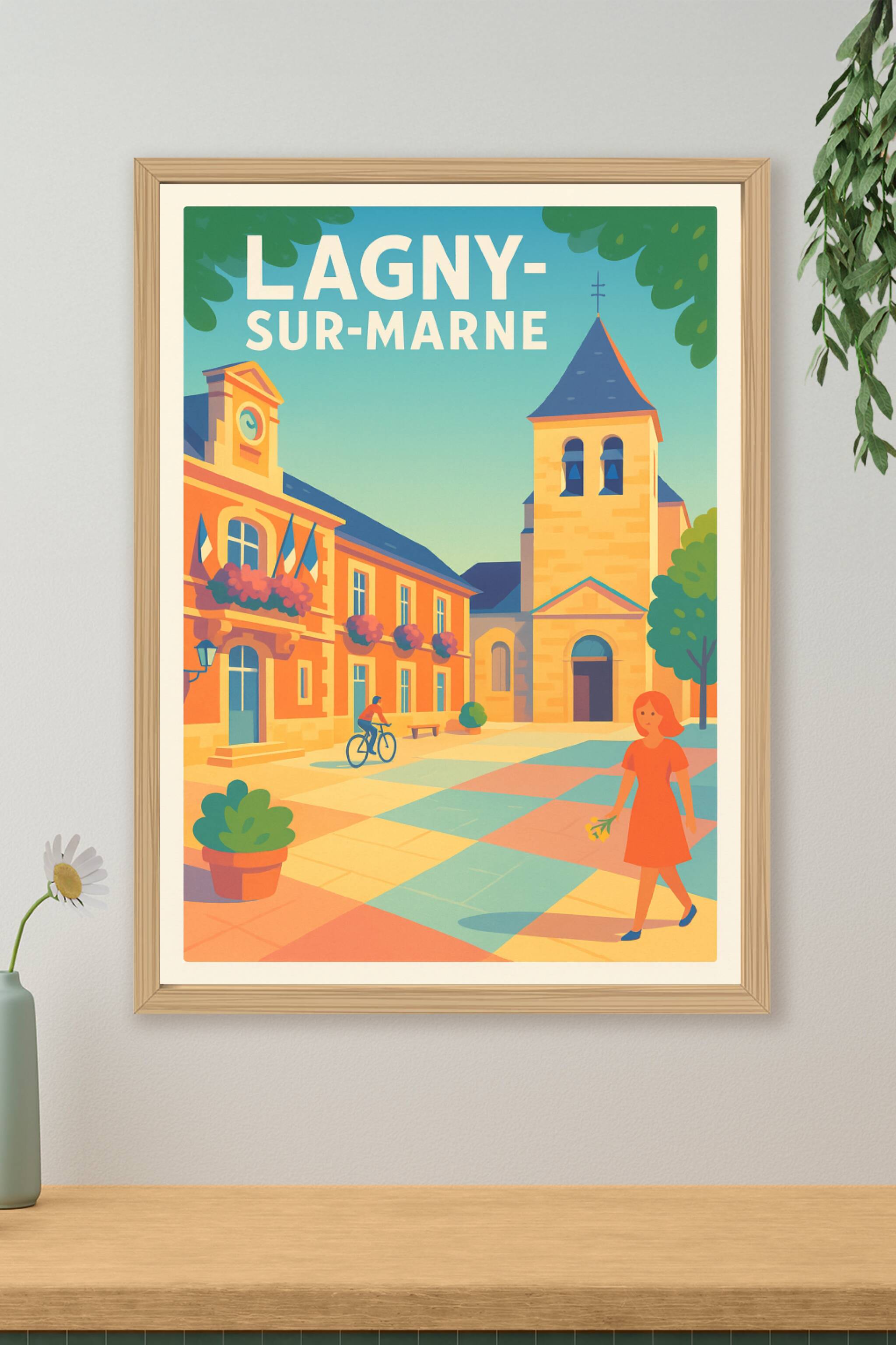 Affiche Lagny-sur-Marne — Ambiance paisible au cœur de la ville · poster d'art de Lagny-sur-Marne