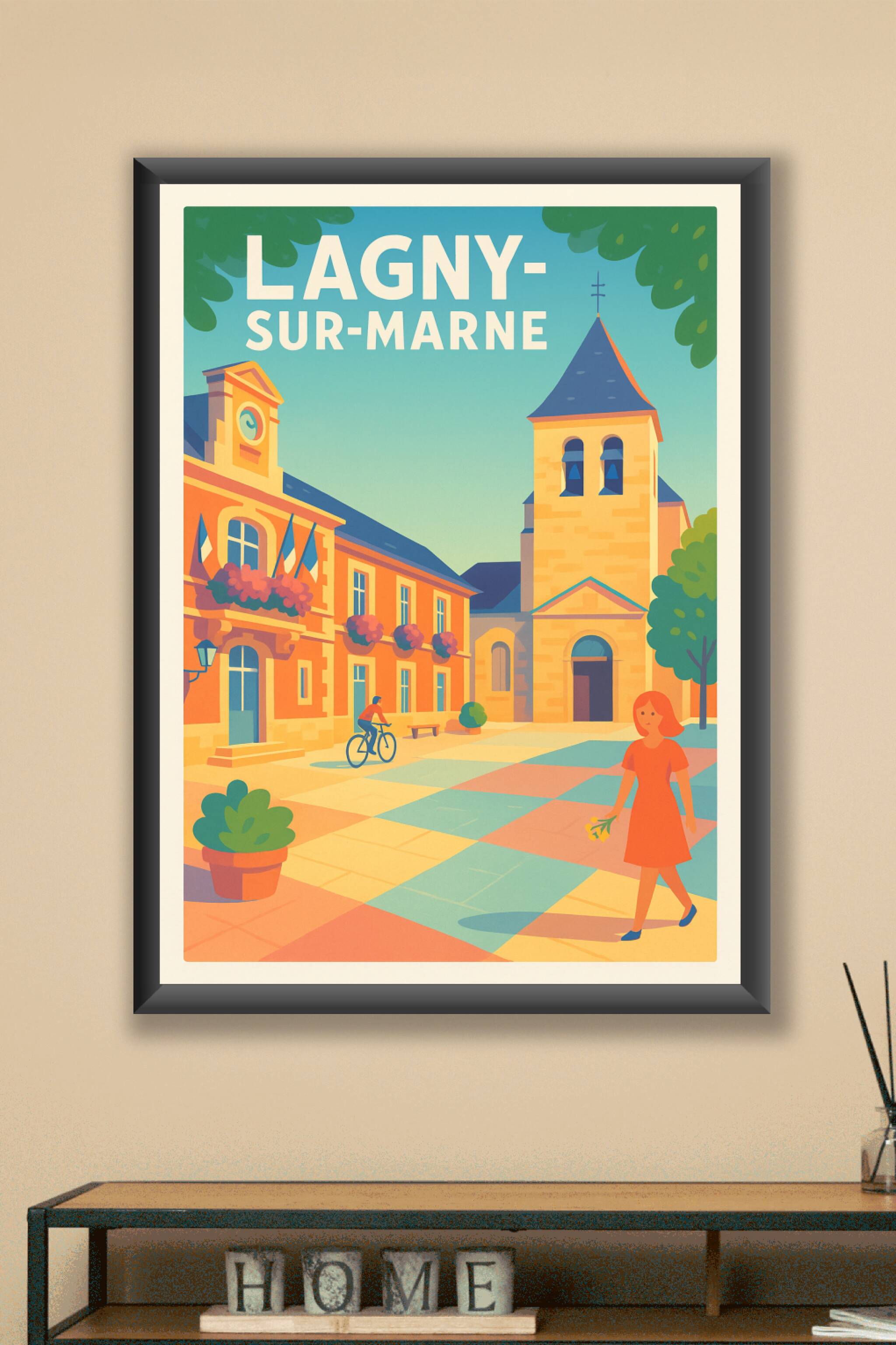 Affiche Lagny-sur-Marne — Ambiance paisible au cœur de la ville · poster d'art de Lagny-sur-Marne
