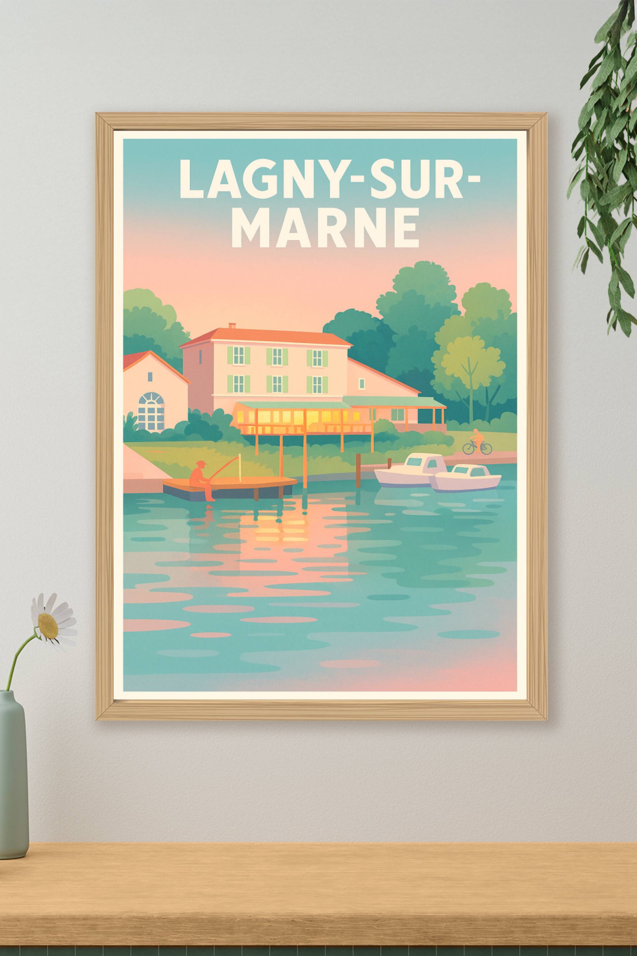 Affiche Lagny-sur-Marne — Sérénité au bord de l'eau · poster d'art de Lagny-sur-Marne