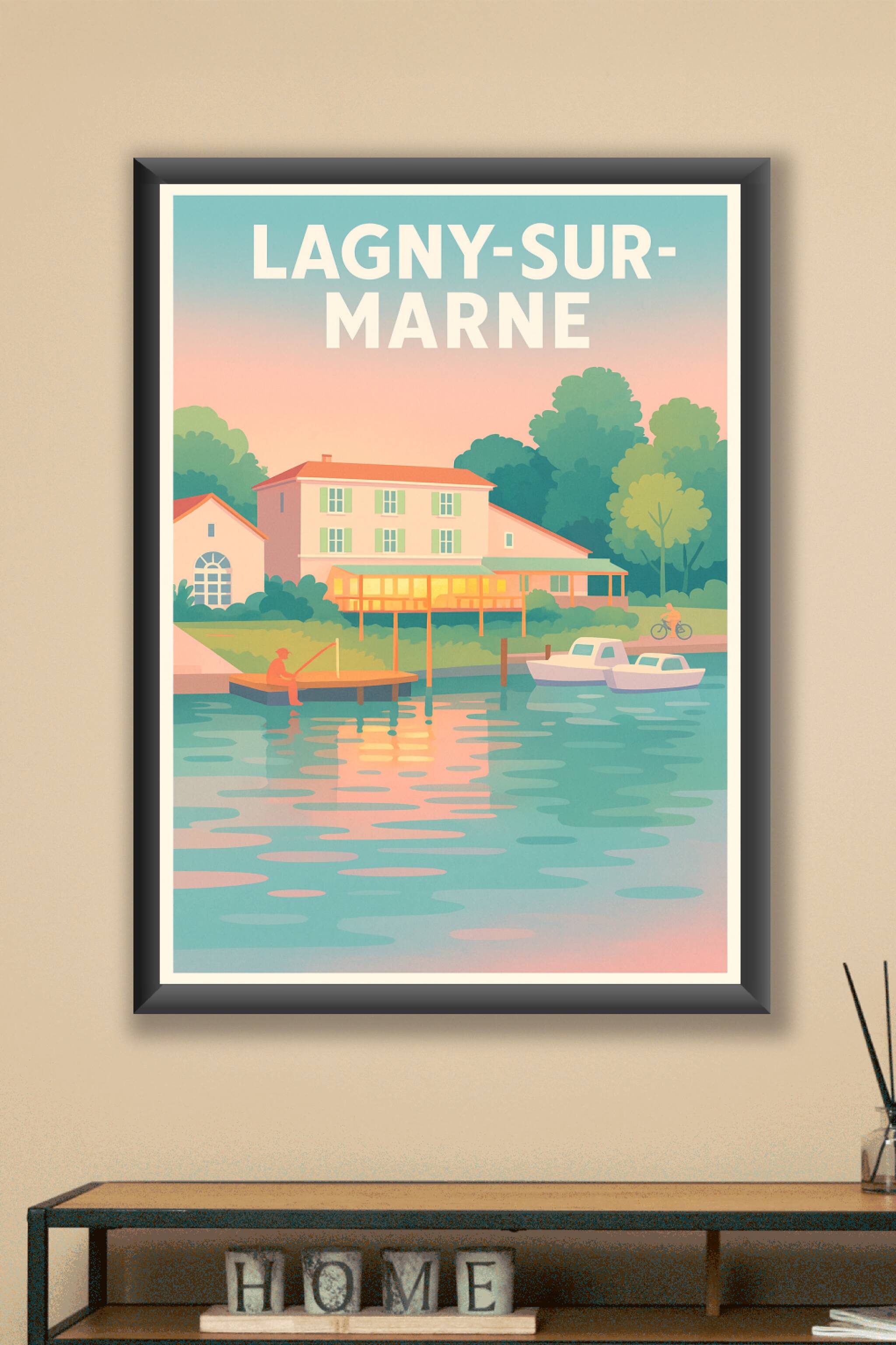 Affiche Lagny-sur-Marne — Sérénité au bord de l'eau · poster d'art de Lagny-sur-Marne