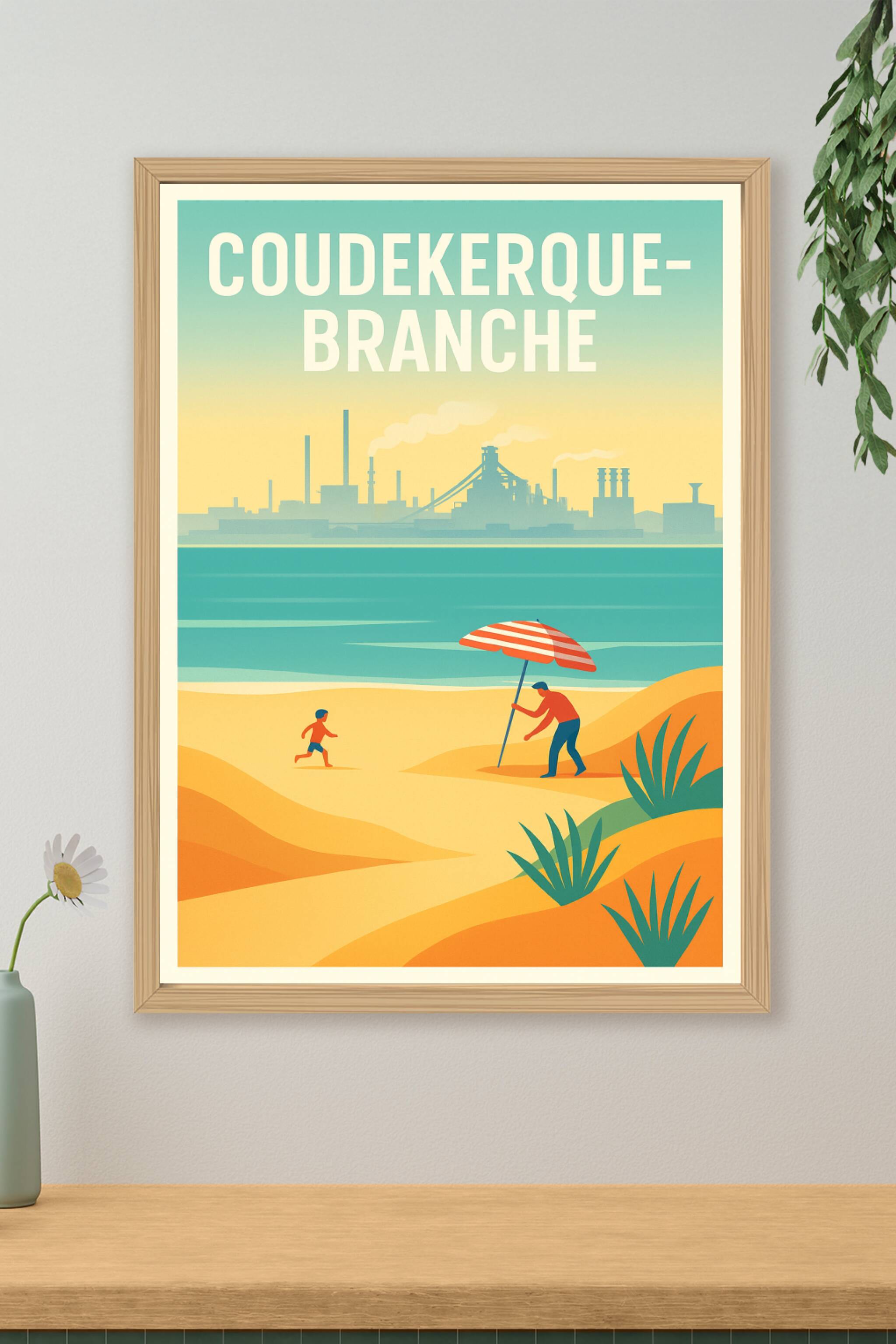 Affiche de Coudekerque-Branche - Plage et industrie en harmonie