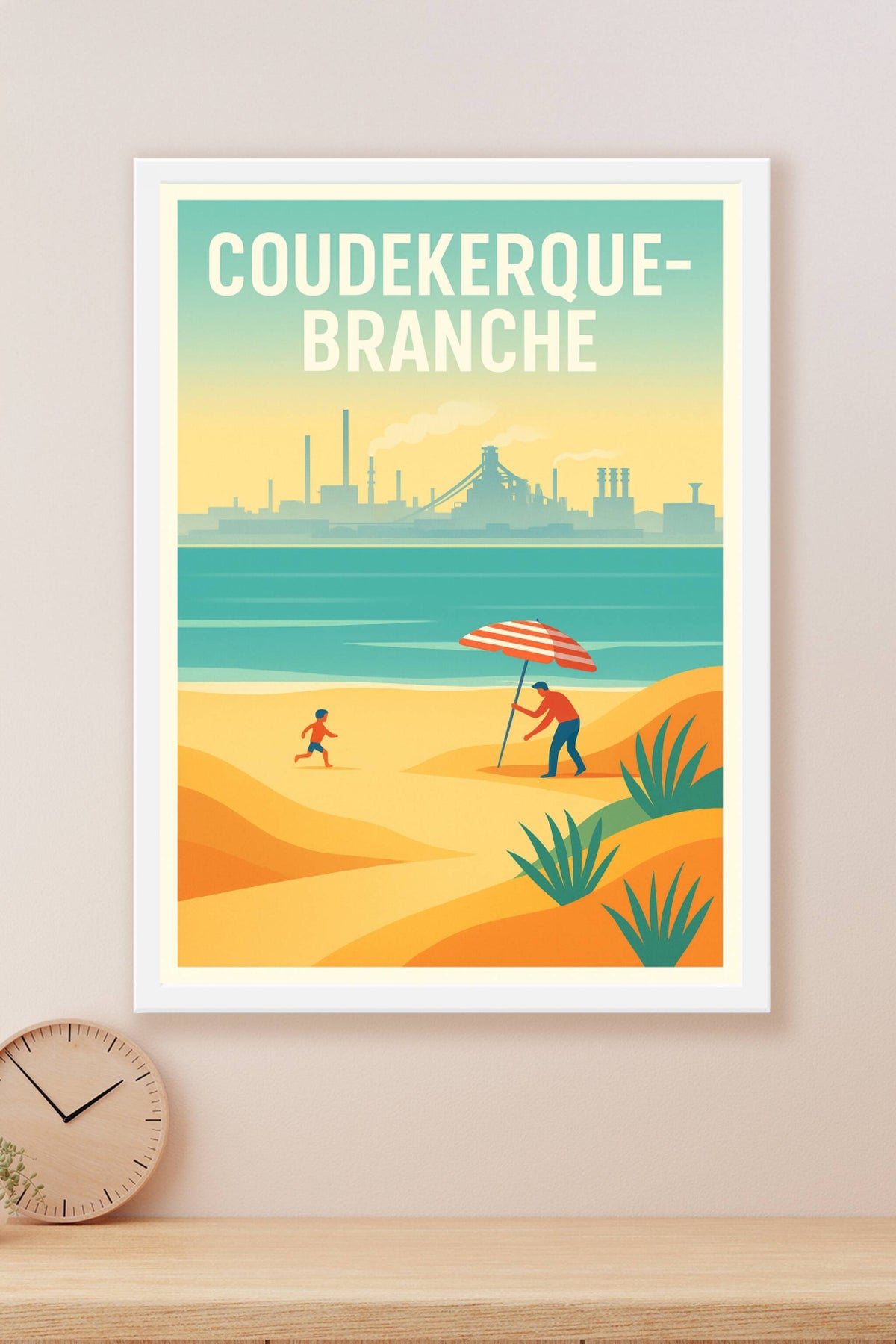 Affiche de Coudekerque-Branche - Plage et industrie en harmonie