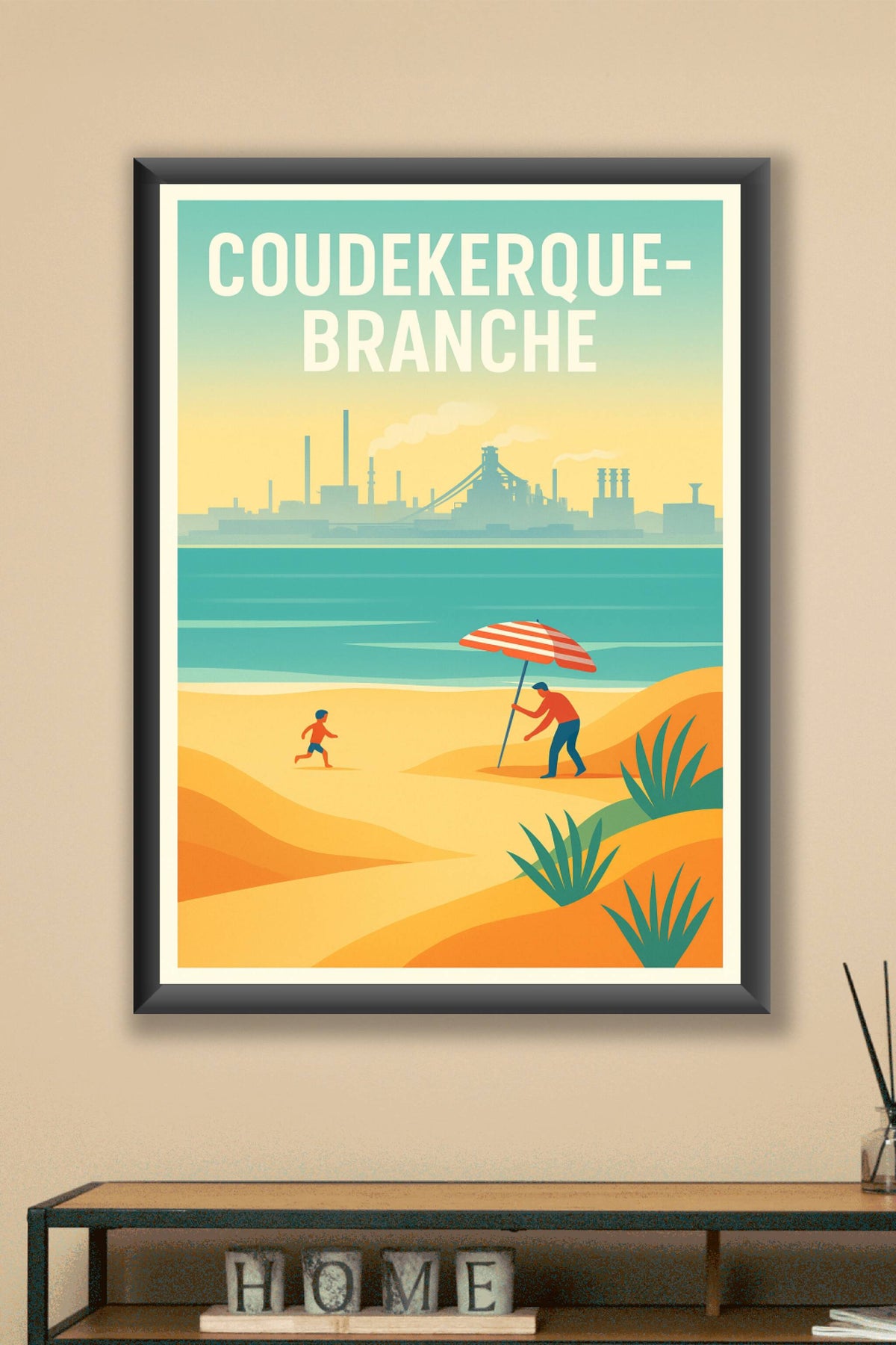 Affiche de Coudekerque-Branche - Plage et industrie en harmonie