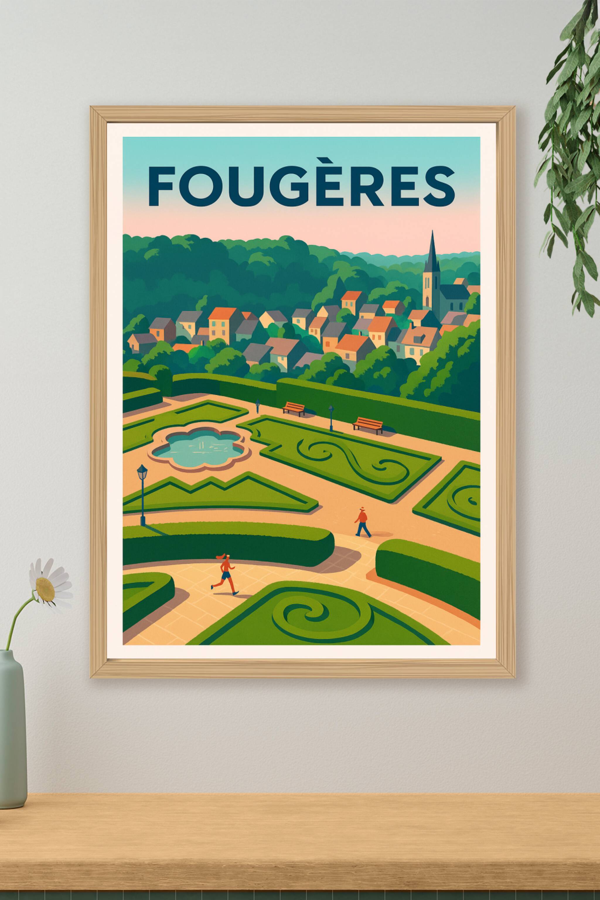 Affiche de Fougères - Harmonie et sérénité dans les jardins à la française