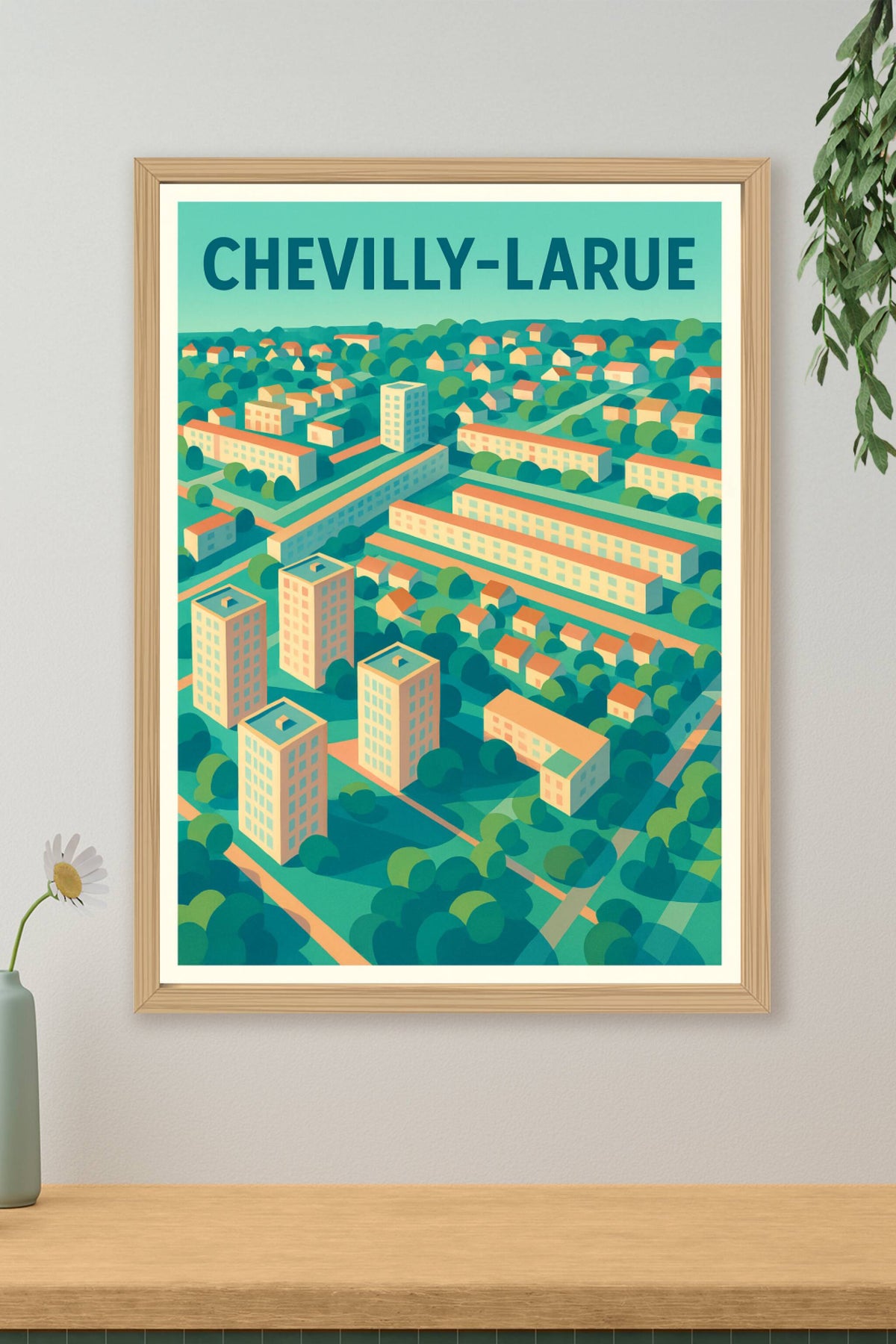 Affiche de Chevilly-Larue - Un paysage urbain stylisé et contemporain