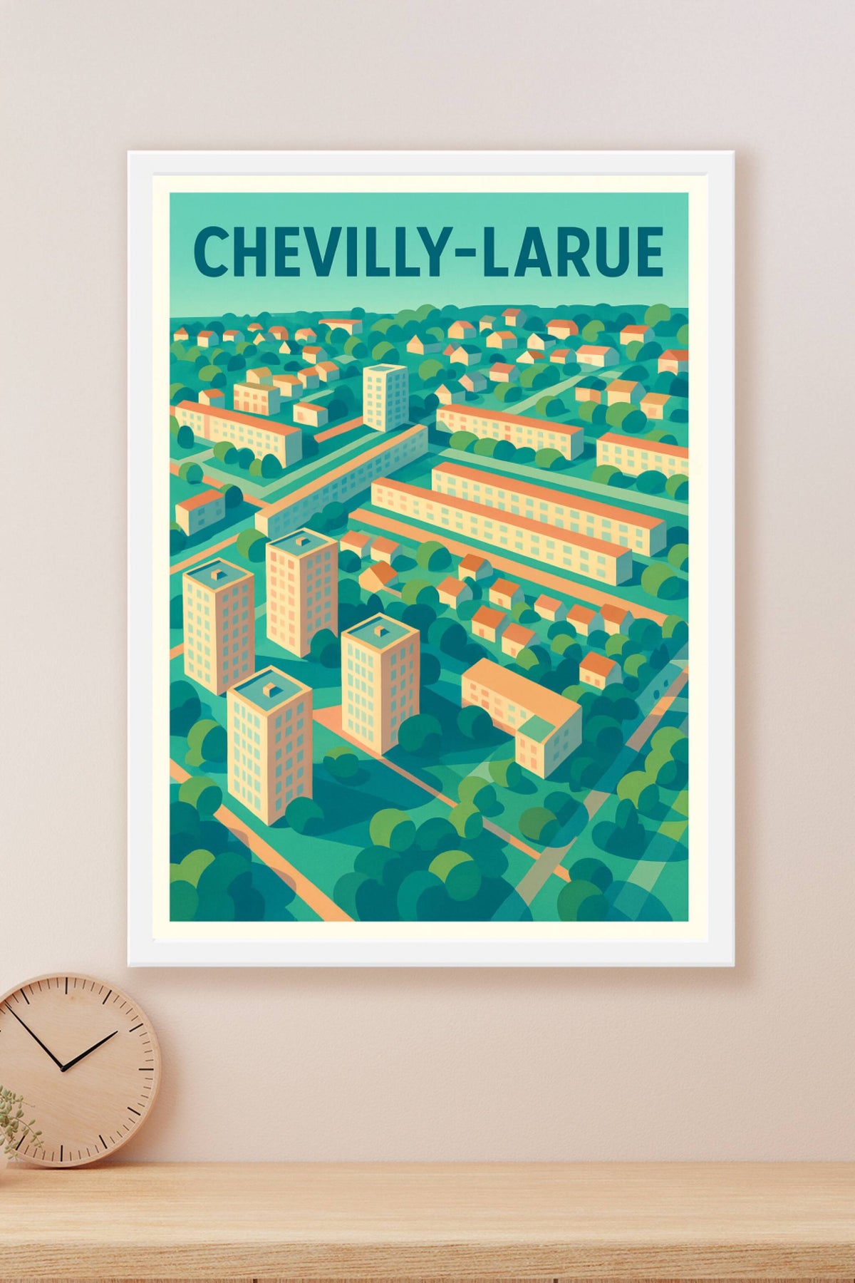 Affiche de Chevilly-Larue - Un paysage urbain stylisé et contemporain