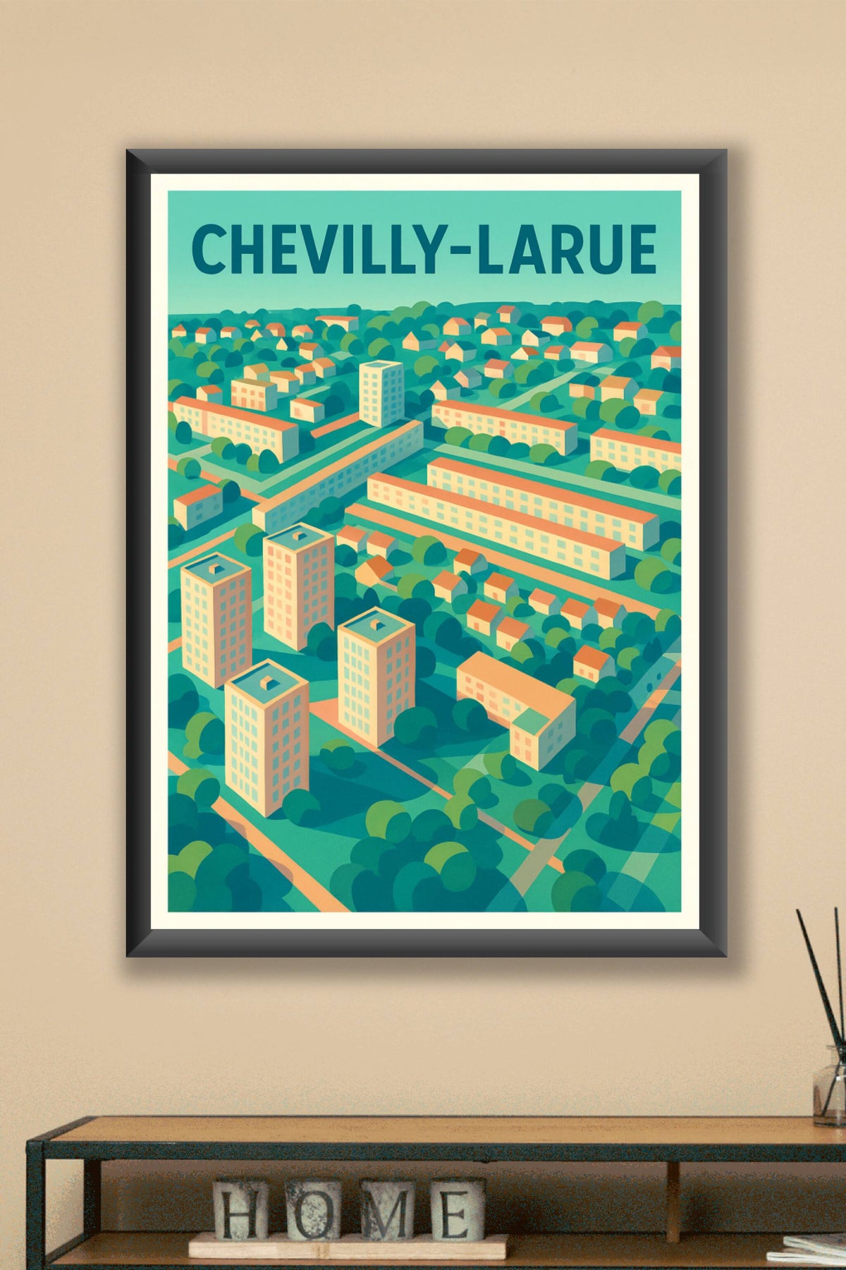 Affiche de Chevilly-Larue - Un paysage urbain stylisé et contemporain