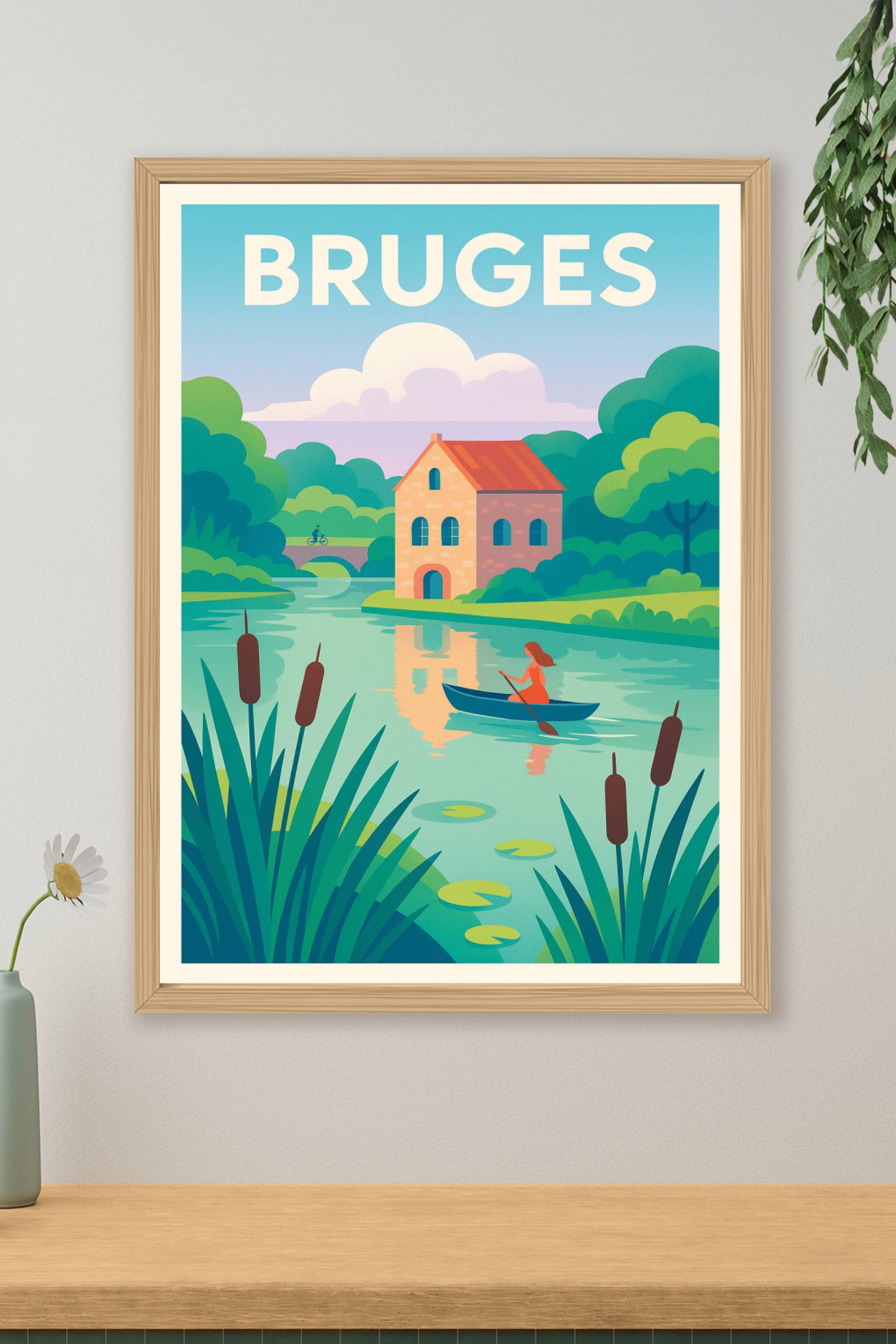 Affiche de Bruges - Évasion bucolique au fil de l'eau