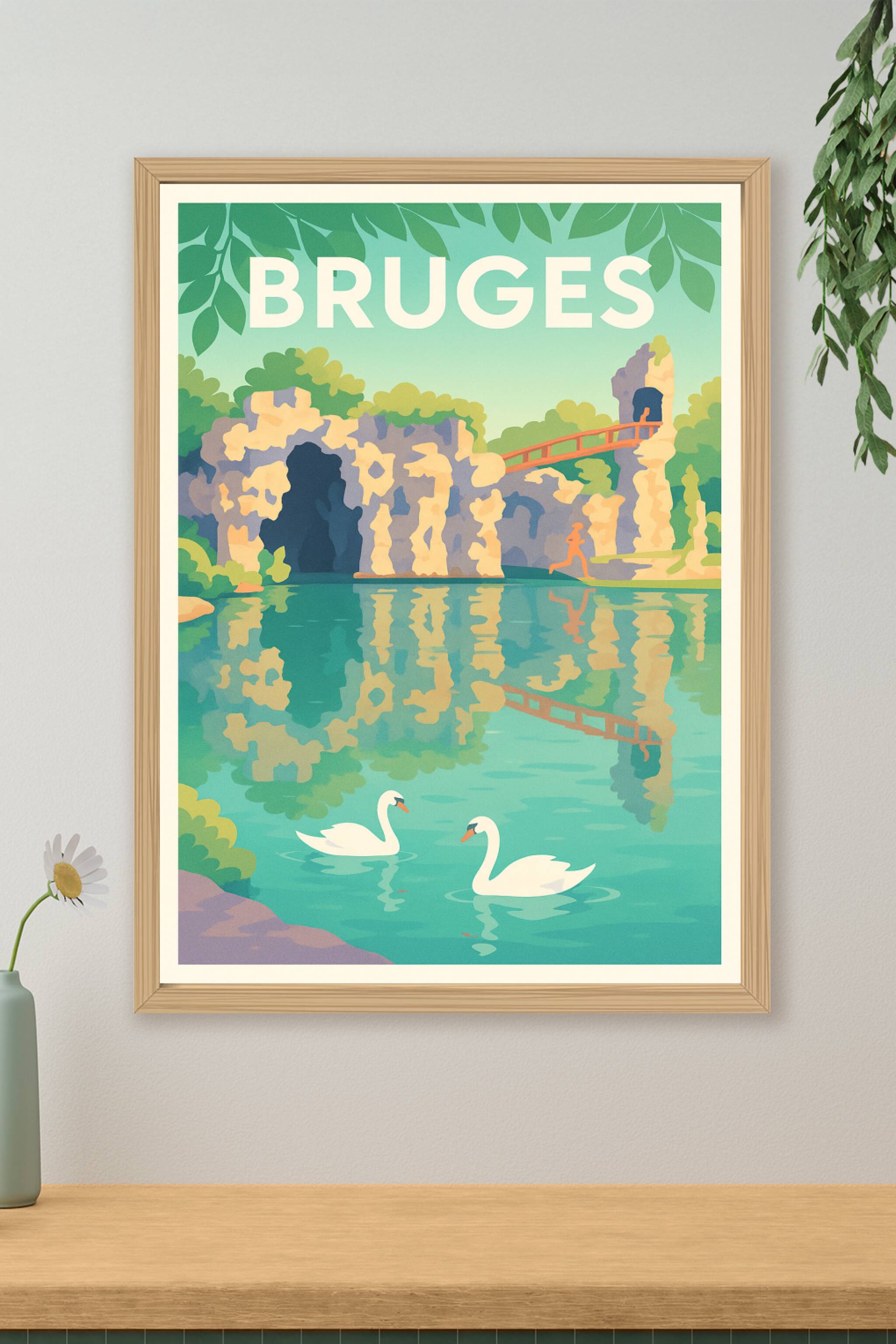 Affiche de Bruges - Sérénité au cœur des paysages aquatiques