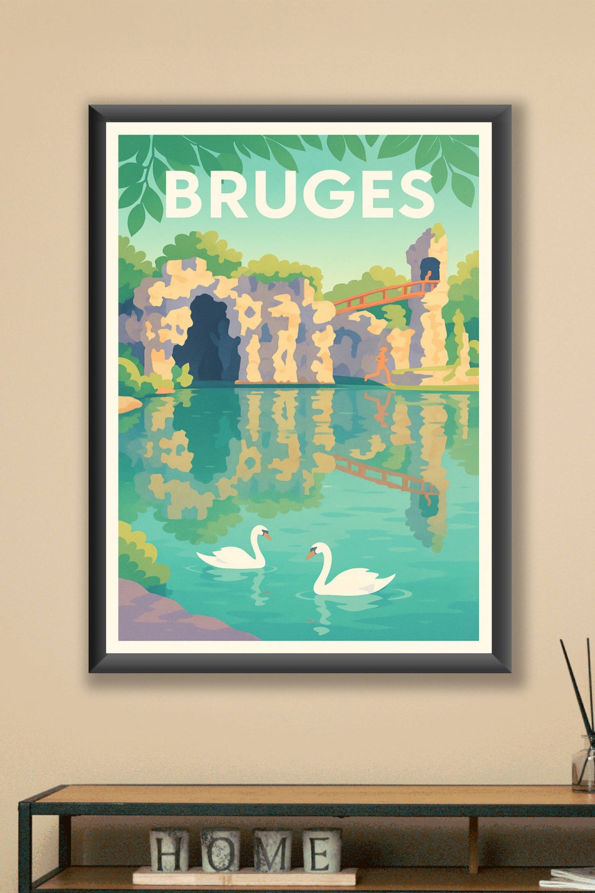 Affiche de Bruges - Sérénité au cœur des paysages aquatiques