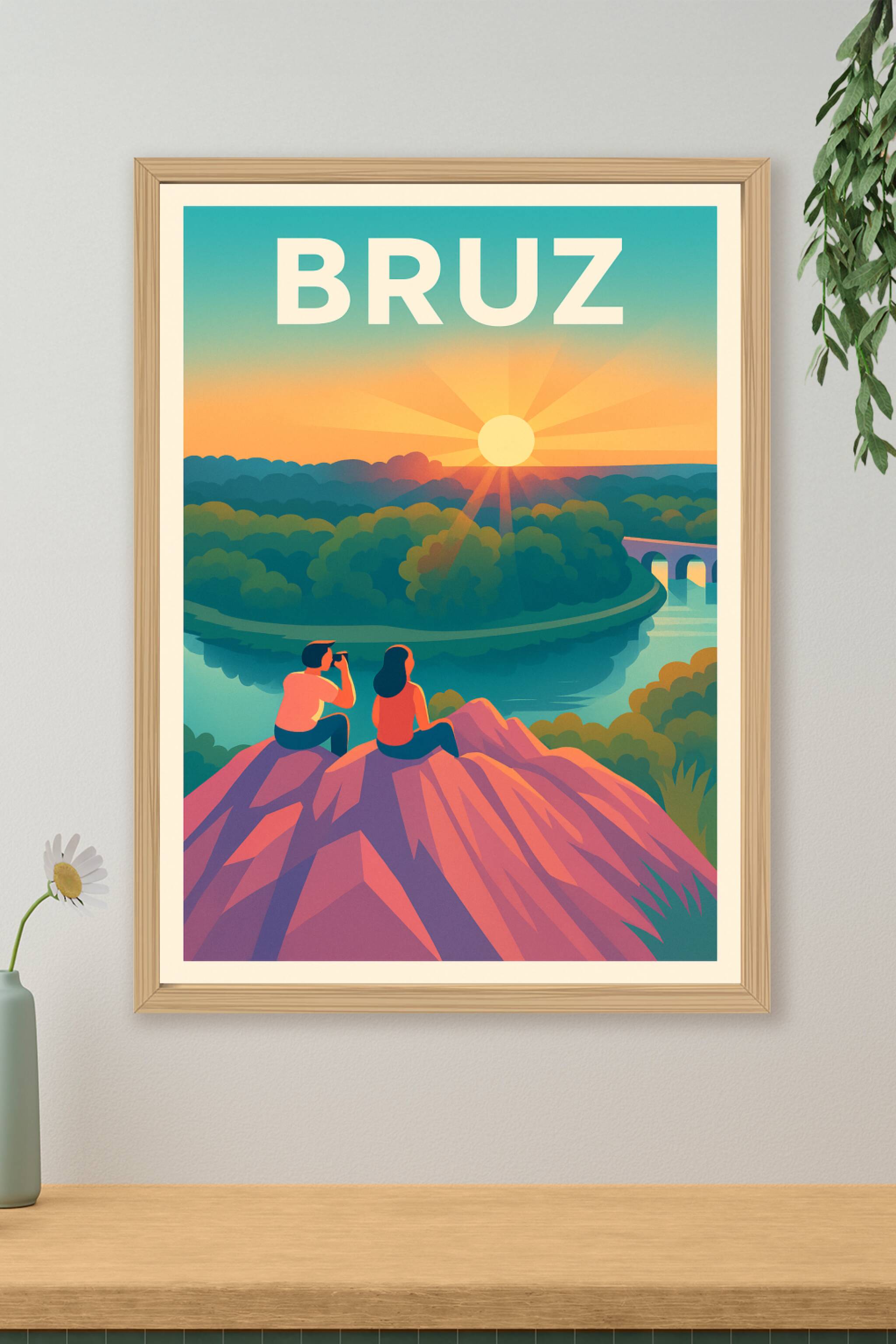 Affiche de Bruz - Évasion au coucher de soleil