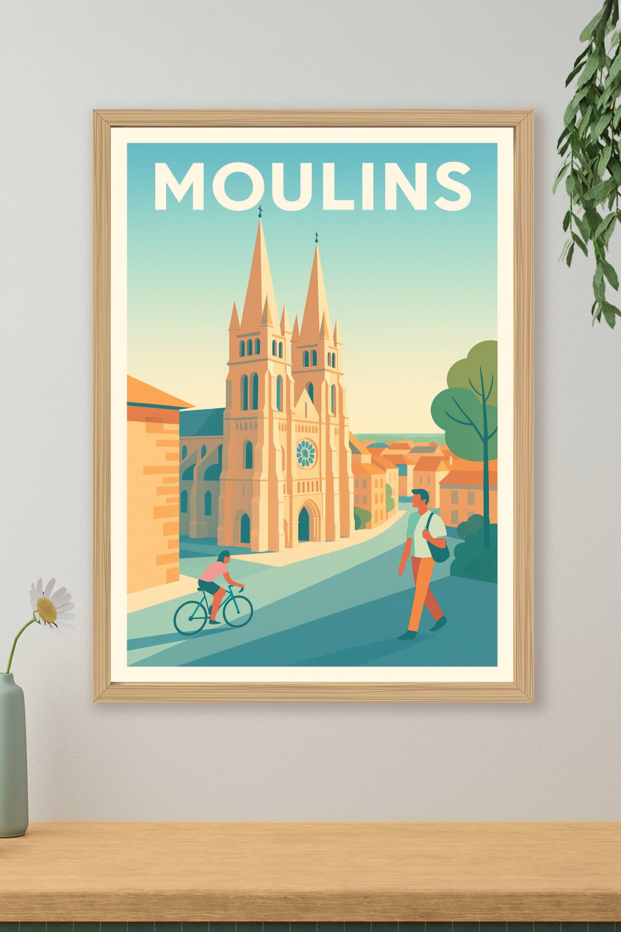Affiche de Moulins - Charme et histoire au cœur de la ville