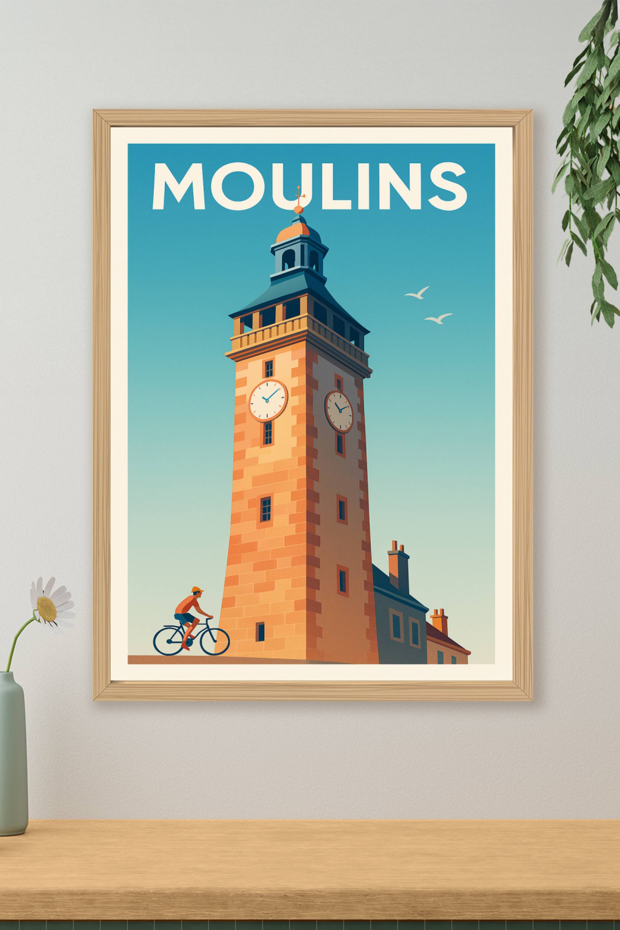 Affiche de Moulins - Le charme intemporel de la Tour de l'Horloge