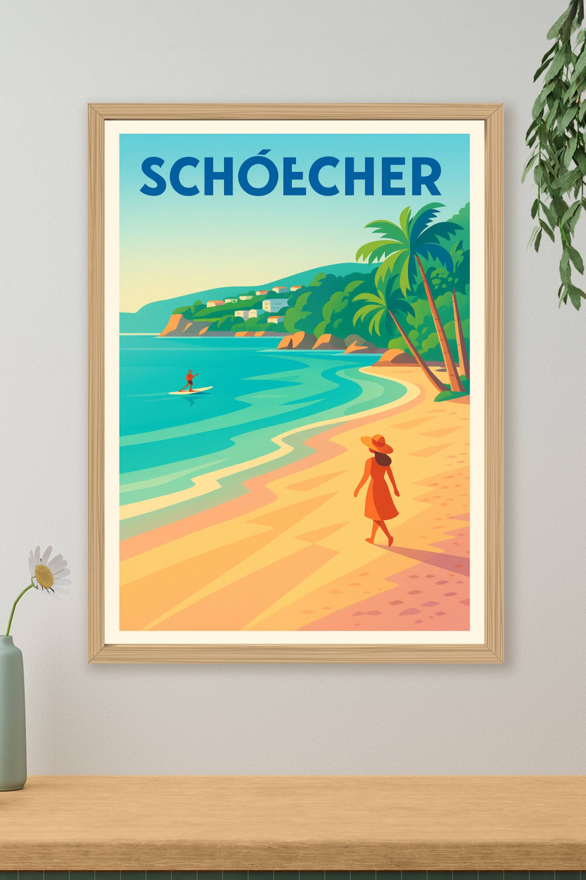 Affiche de Schœcher - Évasion tropicale et douceur balnéaire