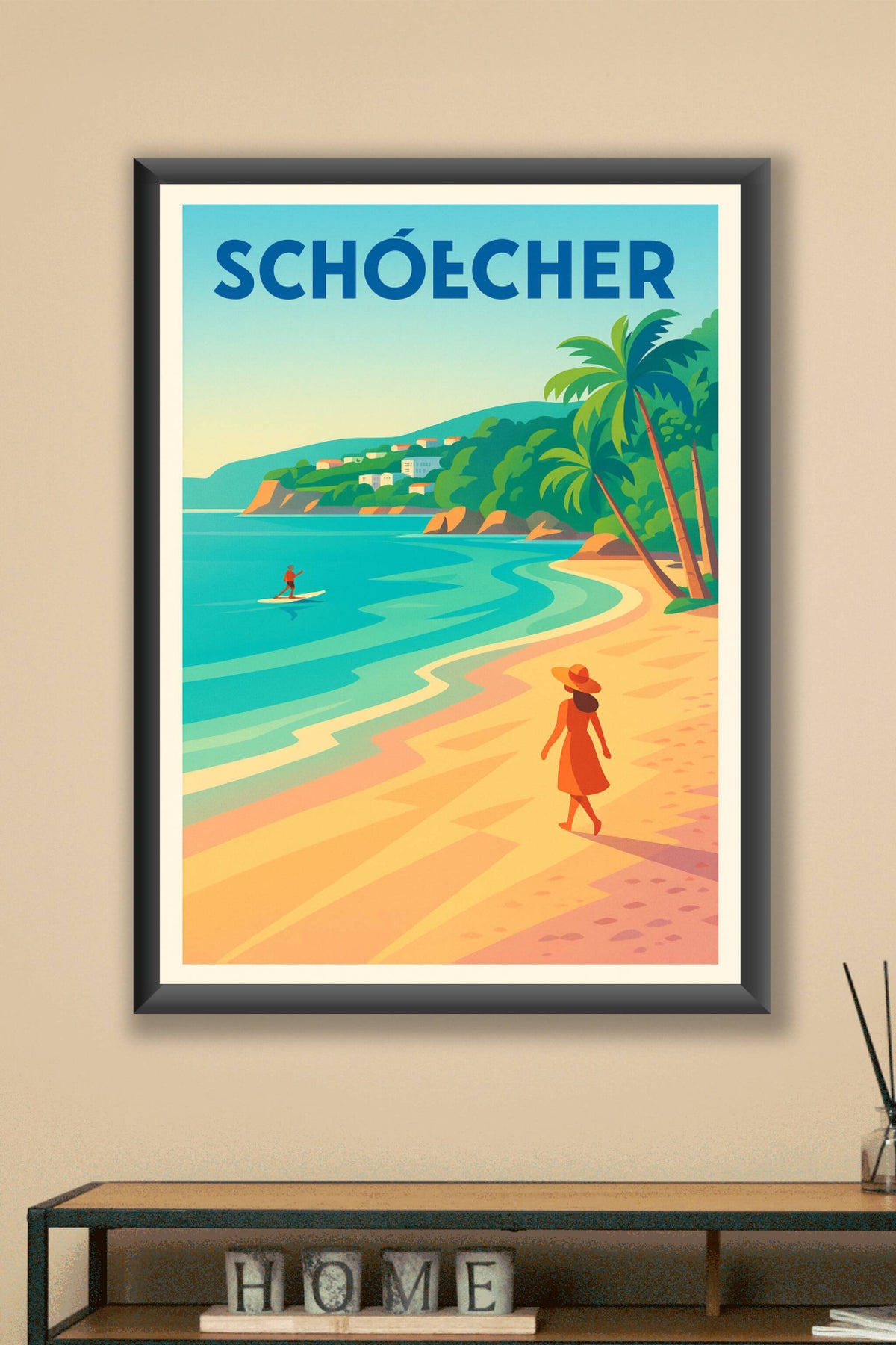 Affiche de Schœcher - Évasion tropicale et douceur balnéaire