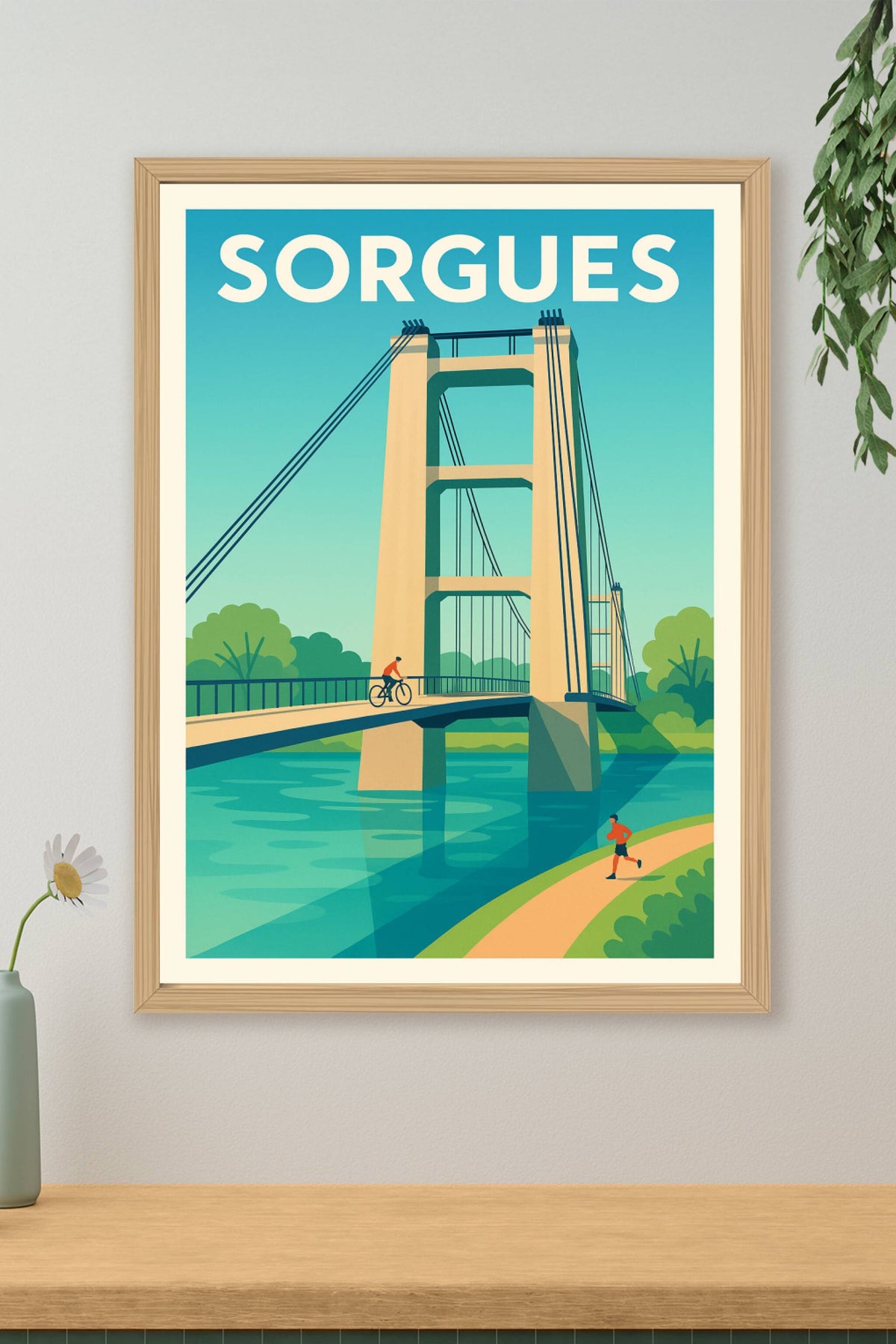 Affiche de Sorgues - L'élégance du Pont Suspendu