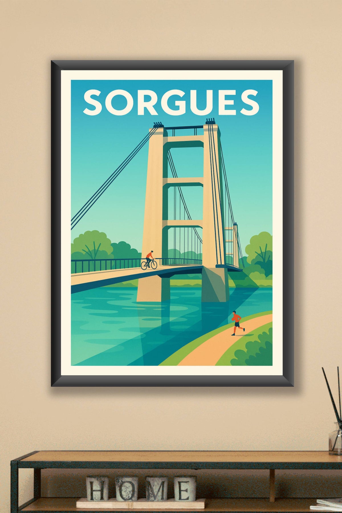 Affiche de Sorgues - L'élégance du Pont Suspendu