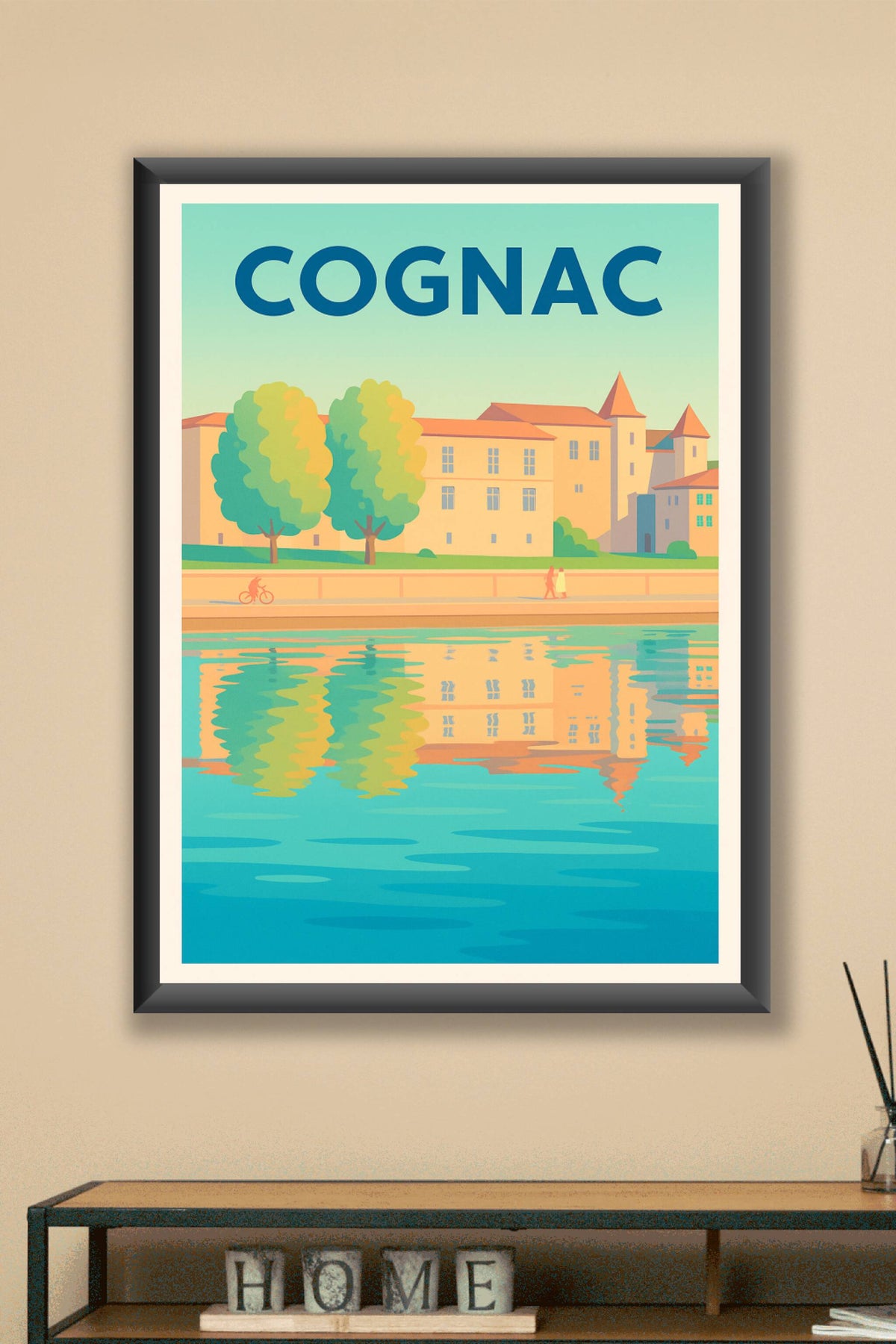 Affiche de Cognac - Reflets paisibles au bord de l'eau