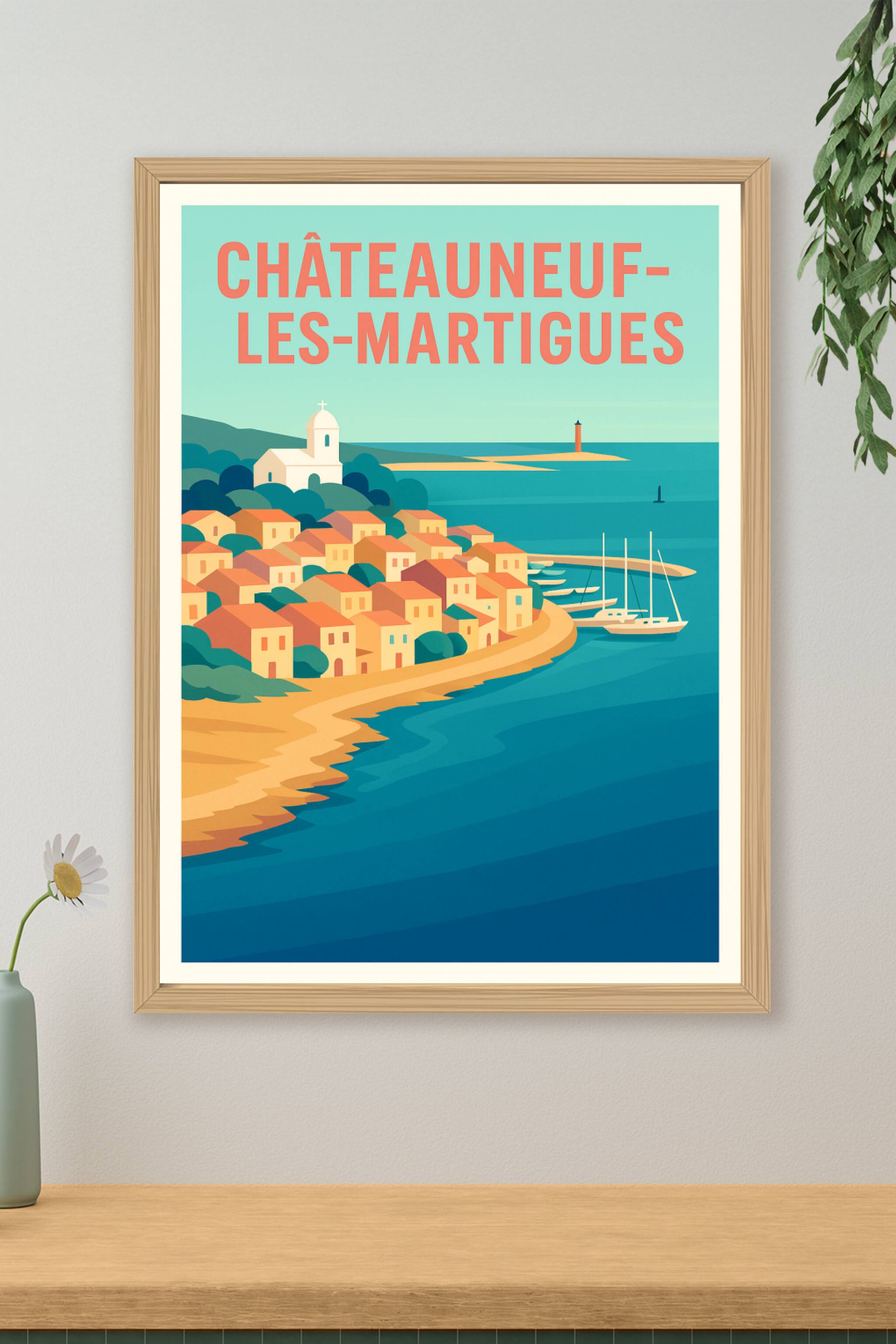 Affiche de Châteauneuf-les-Martigues - Charme côtier ensoleillé