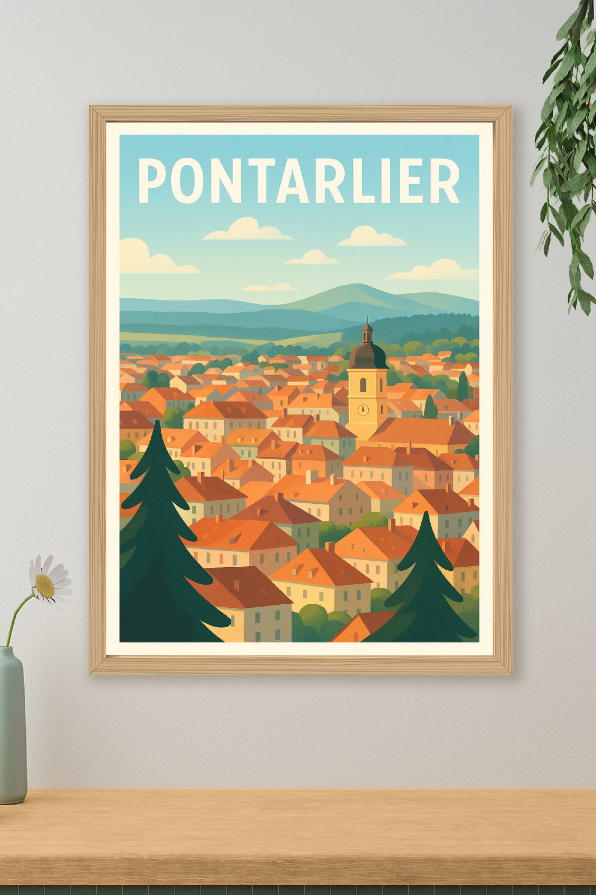Affiche de Pontarlier - Charme bohème des toits rouges