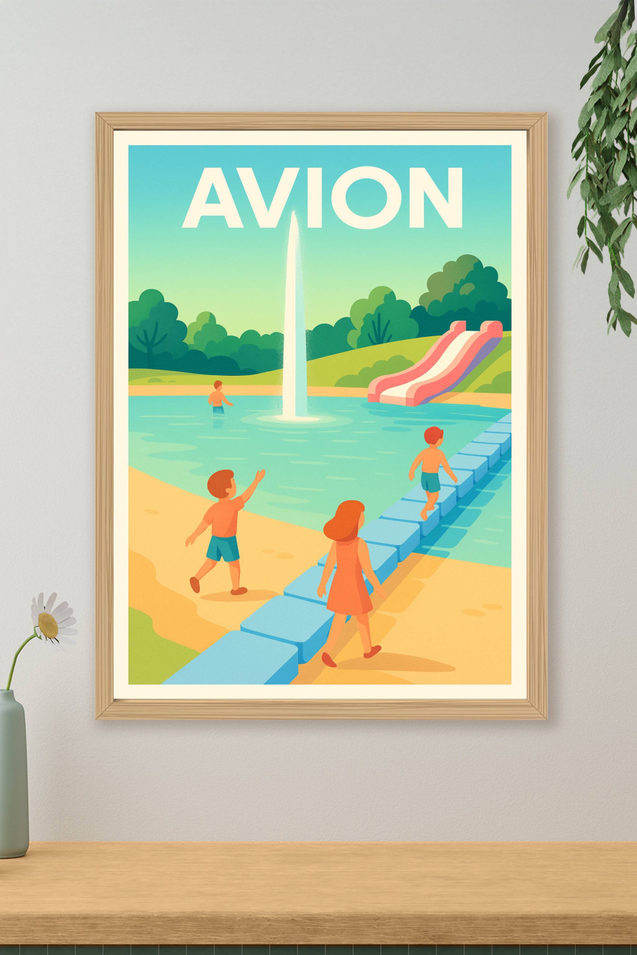 Affiche de Avion - Escapade ludique au bord de l'eau