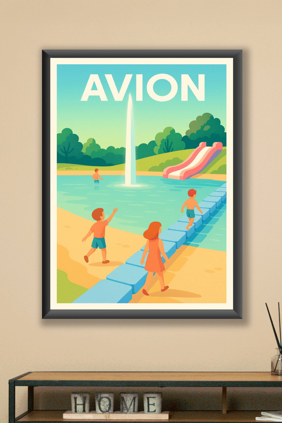 Affiche de Avion - Escapade ludique au bord de l'eau