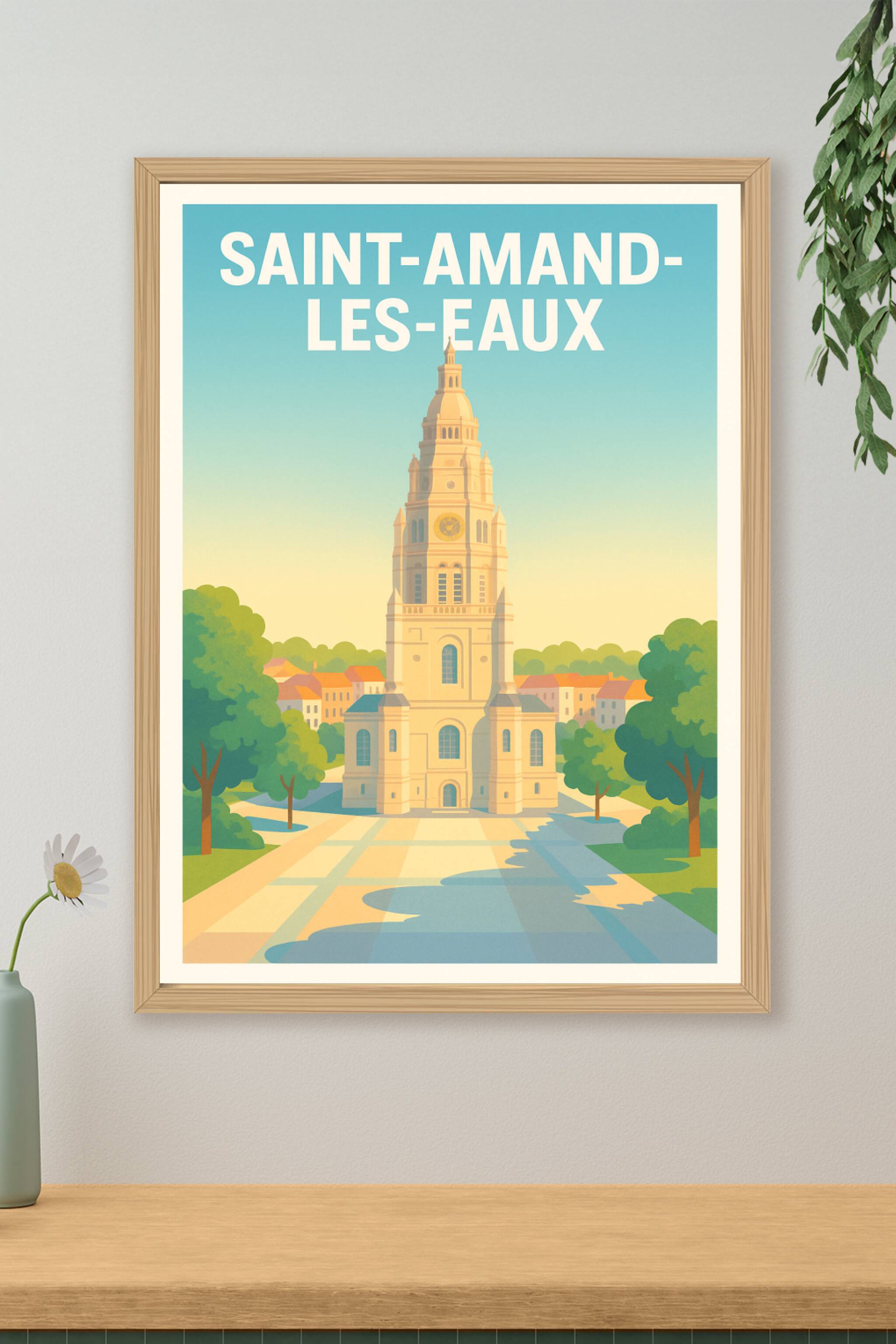 Affiche de Saint-Amand-les-Eaux - L'élégance du beffroi en lumière douce